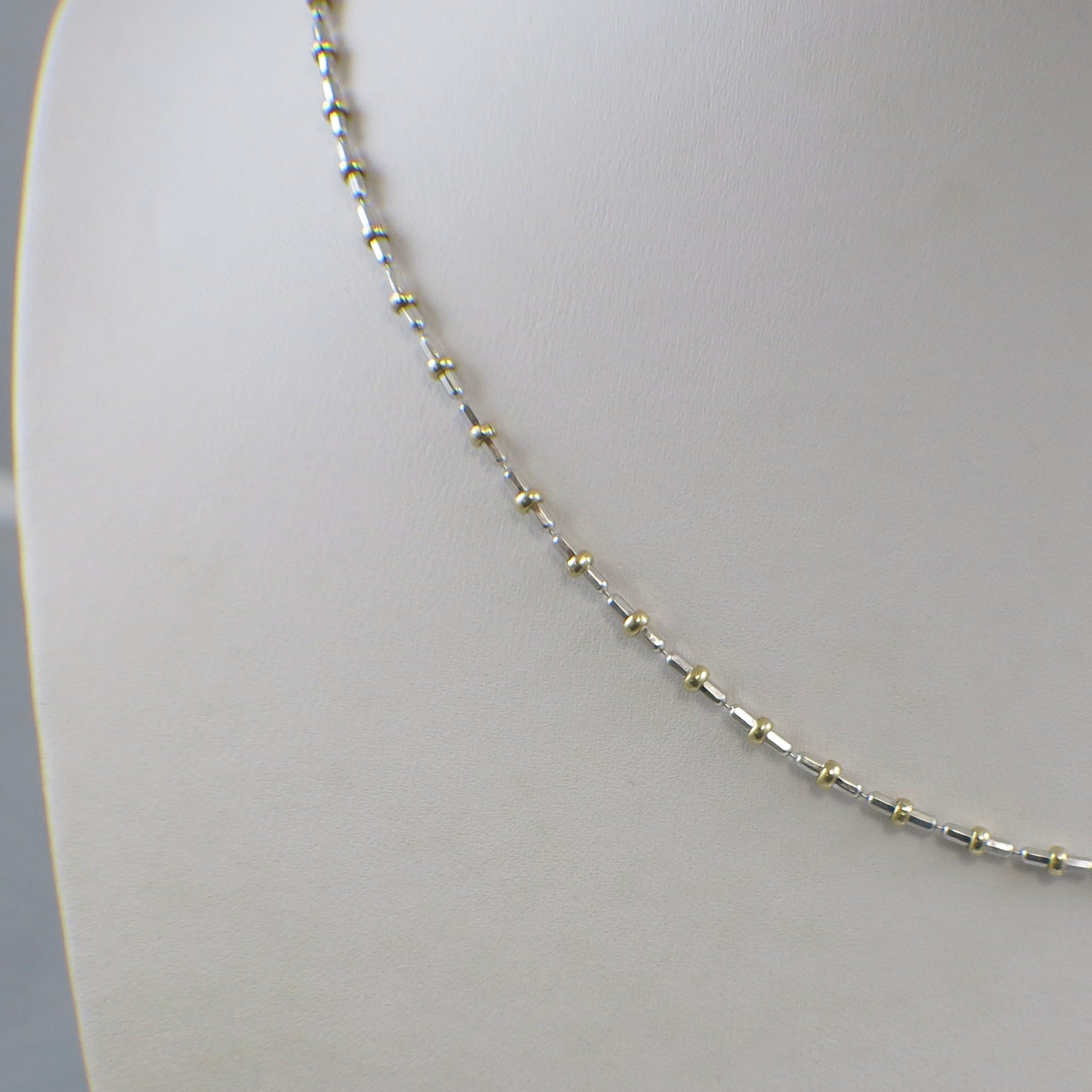 14K Two-Tone Gold Beaded Necklace – 20 Inch 2.6mm Solid Gold Chain