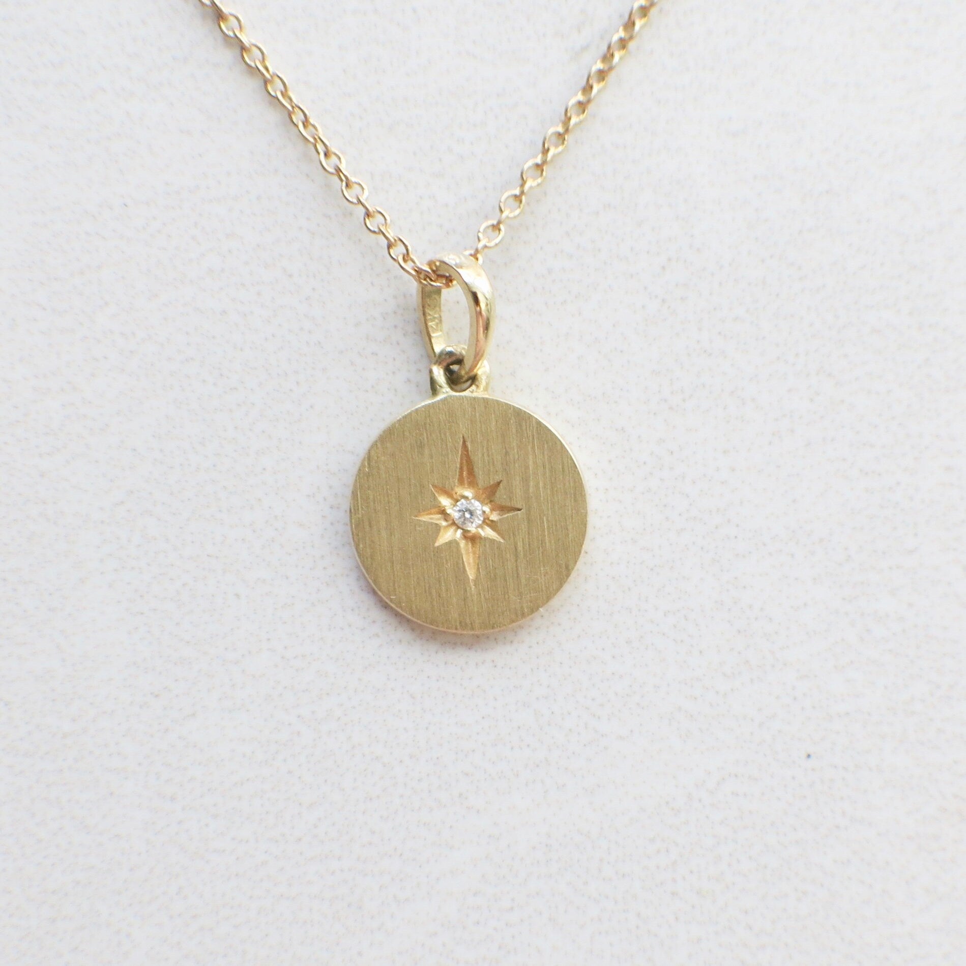 14K Gold Starburst Diamond Disc Pendant Necklace, Adjustable Layering Necklace - Black Market LLC