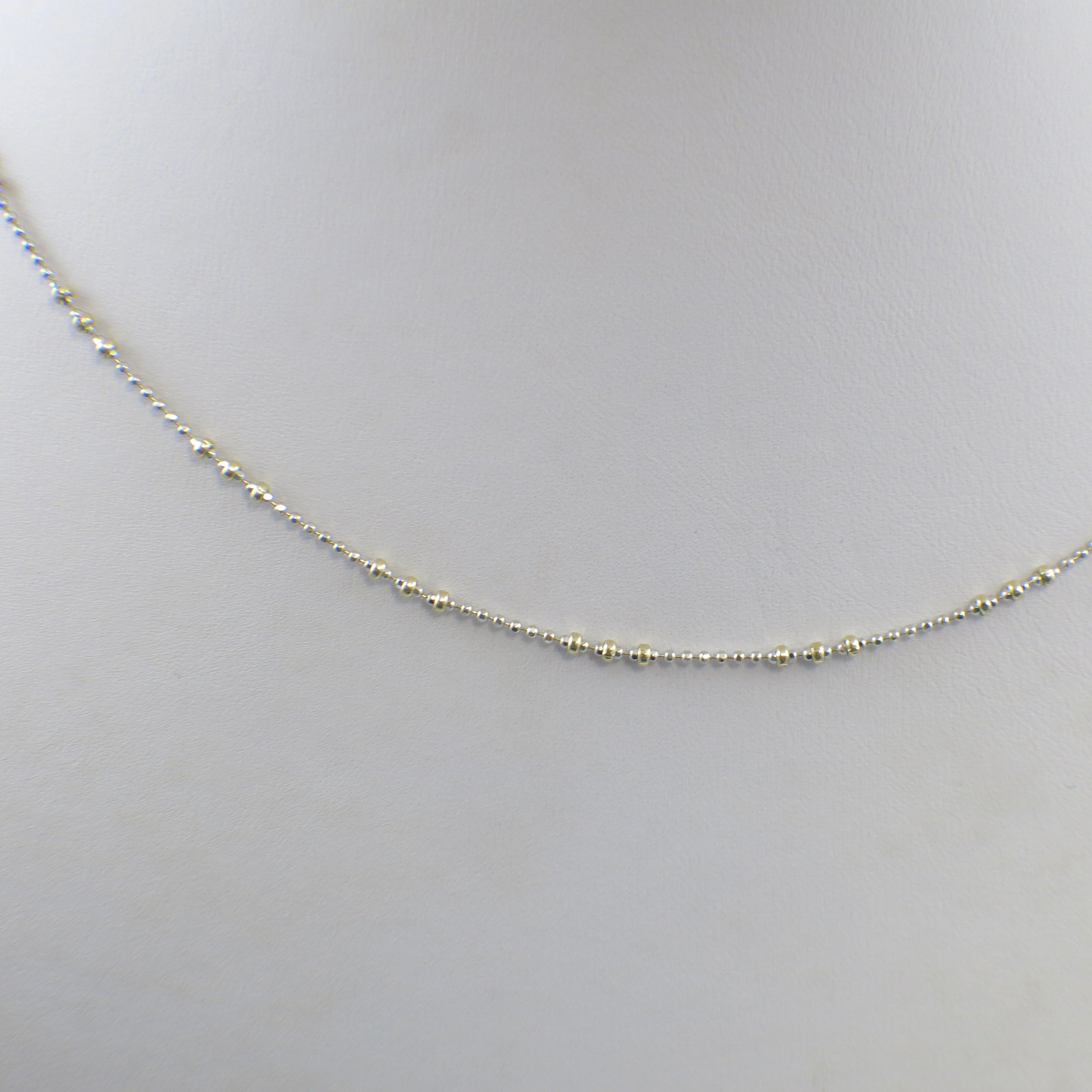 14K Two-Tone Gold Beaded Chain – 24 Inch 2mm Necklace