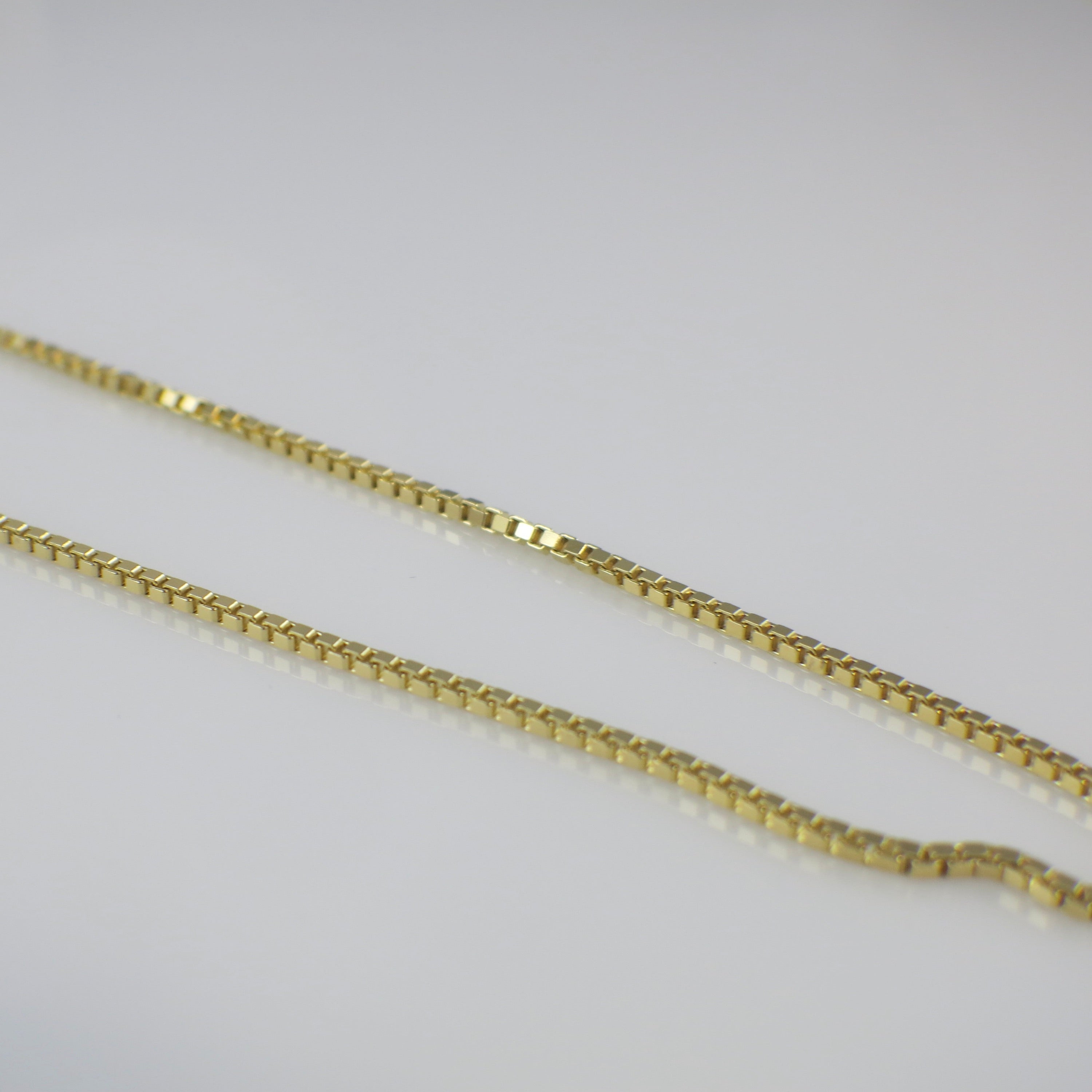 14K Yellow Gold Box Chain Necklace – 15.5" Choker, 1.9 mm Wide, 10.7 g
