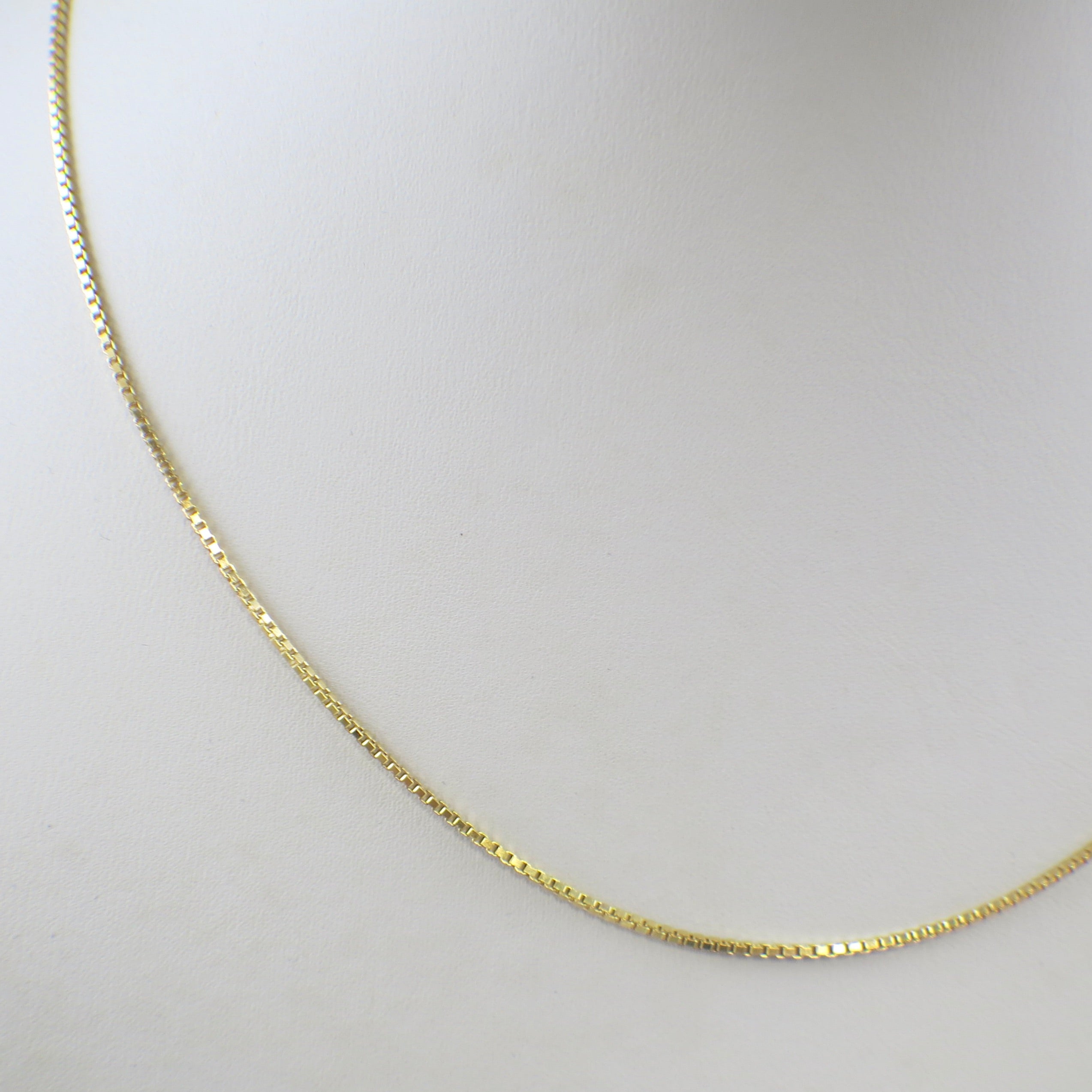 14K Yellow Gold Box Chain Necklace | 22 Inch Layering Chain 1.3 mm