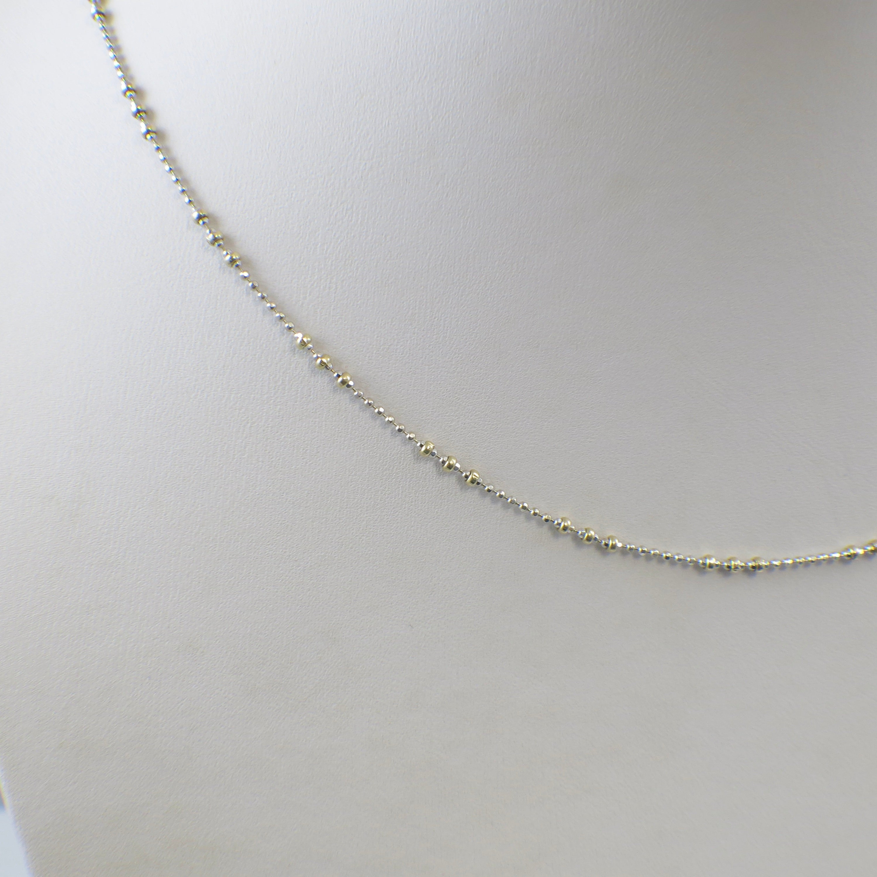 14K Two-Tone Gold Beaded Chain – 24 Inch 2mm Necklace