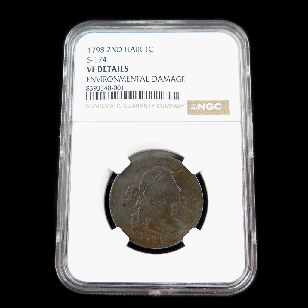 1798 Draped Bust Large Cent – S-174 Second Hair – NGC VF Details - Black Market LLC
