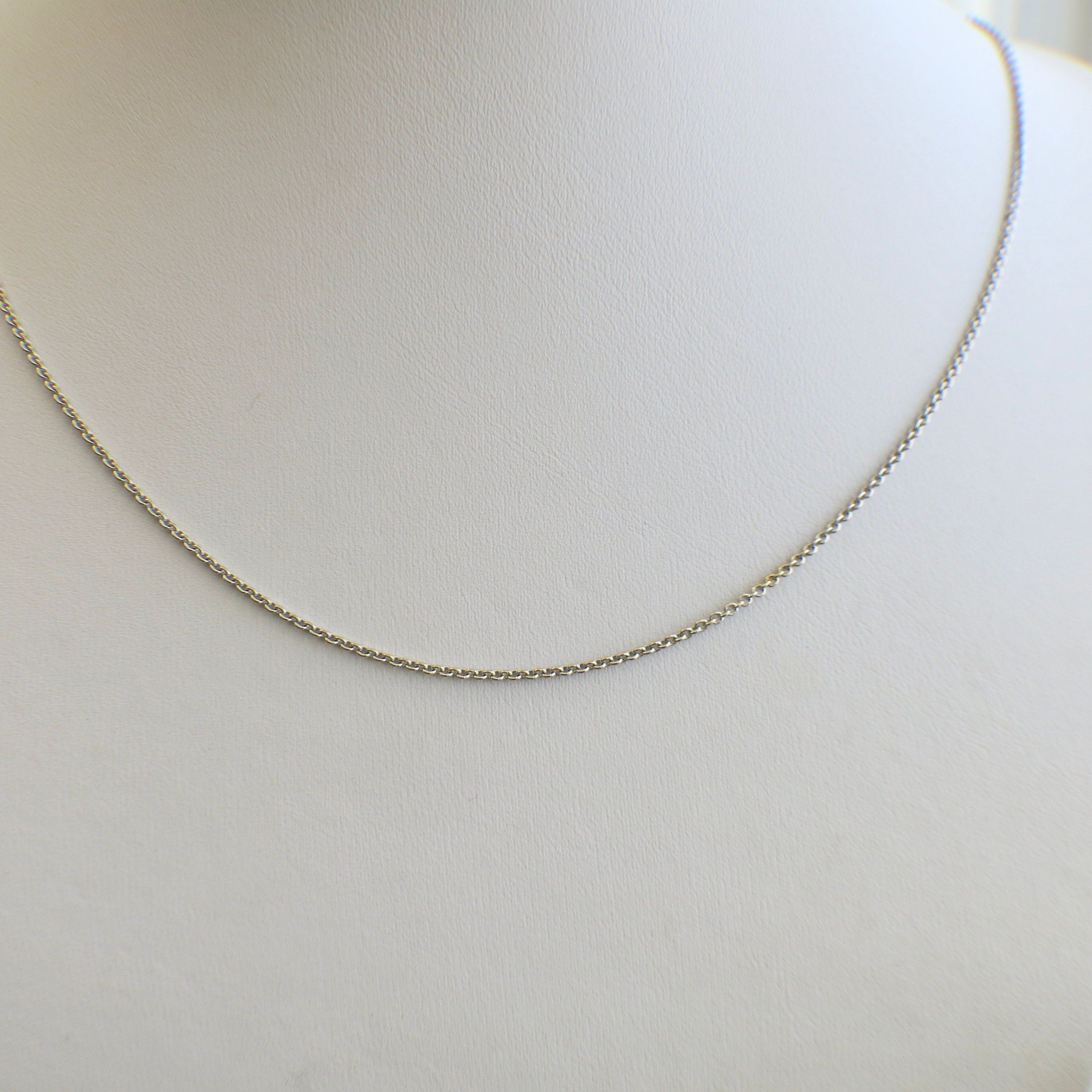 18K White Gold Cable Chain Necklace – 18 Inch, 1.5mm, Fine Jewelry - Black Market LLC