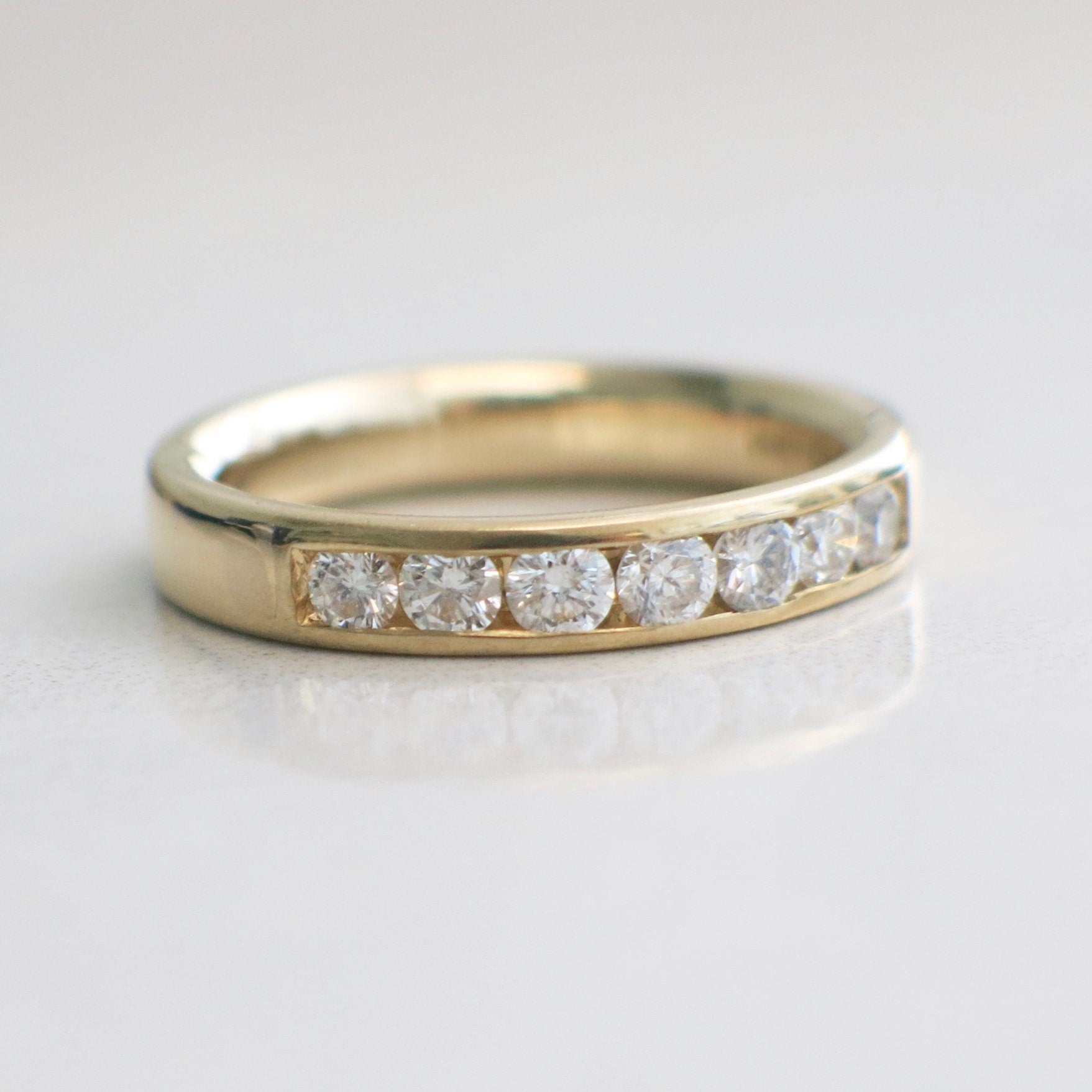 14K Yellow Gold Diamond Channel Set Band – .70 CTW, Size 6 - Black Market LLC