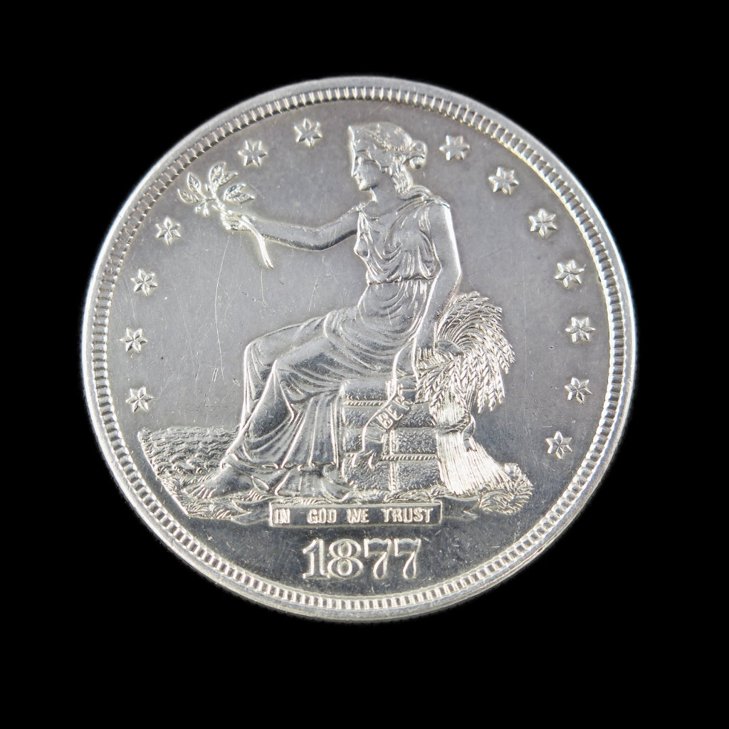 1877-S Trade Dollar – Raw AU Details (Buffed/Polished) – Early U.S. Silver Dollar - Black Market LLC