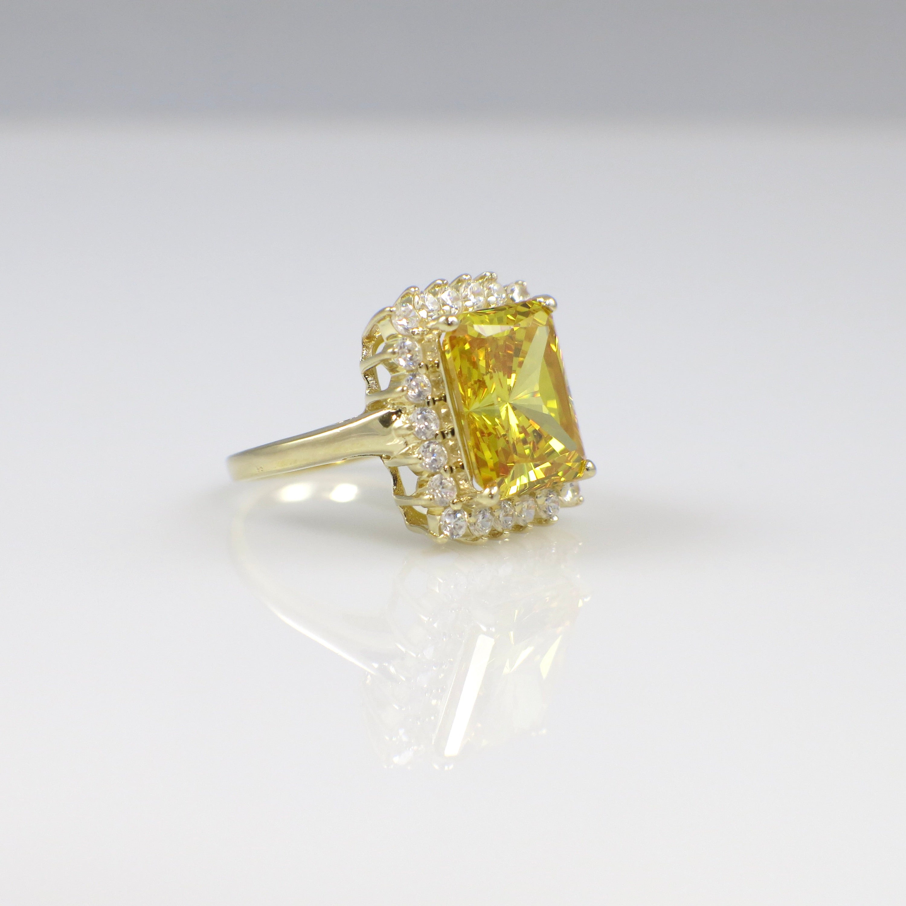 14K Yellow Gold CZ Cocktail Statement Ring