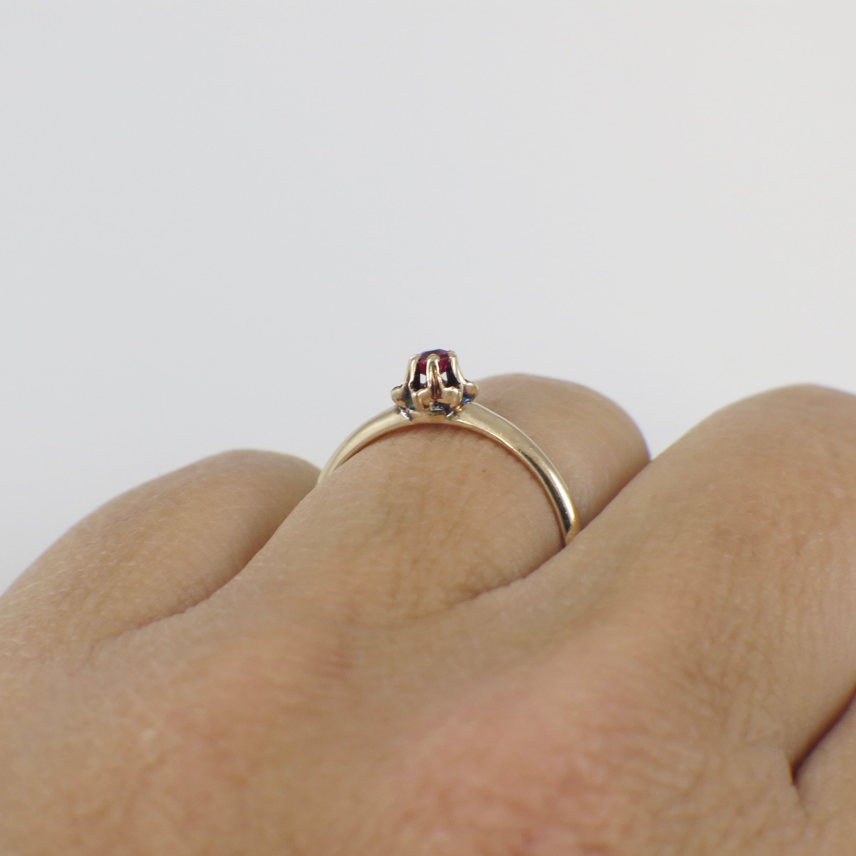 14K Rose Gold Ruby Floral Solitaire Ring