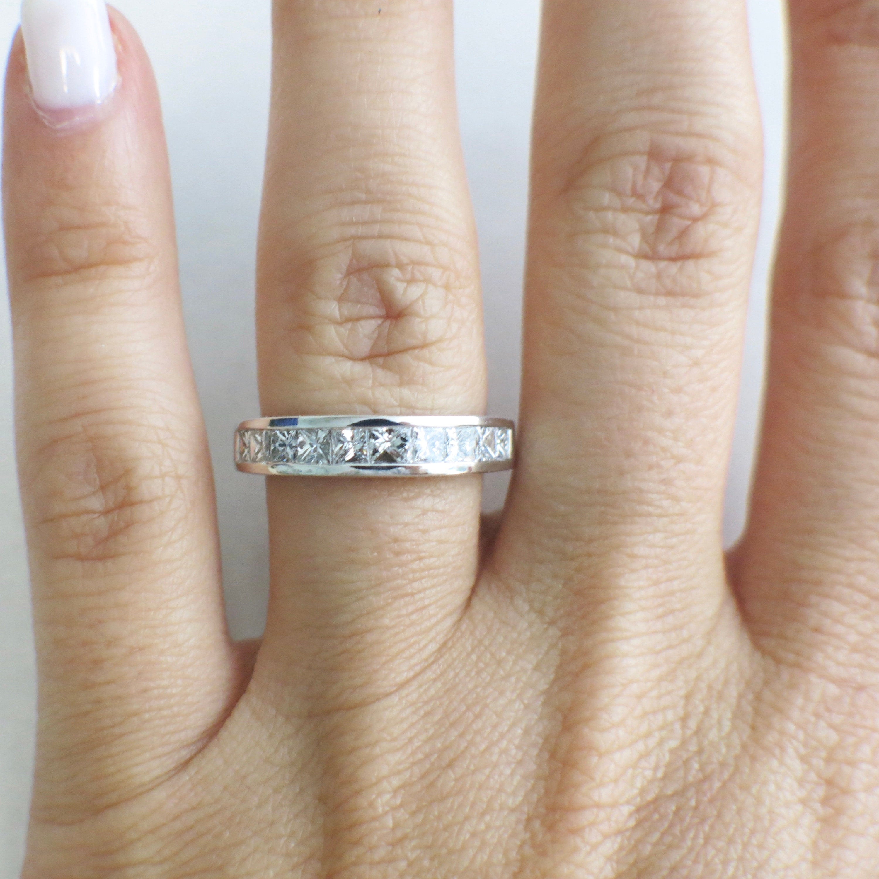 14K White Gold Princess Cut Diamond Band – 1.00 CTW Channel Set, Size 6.75 - Black Market LLC