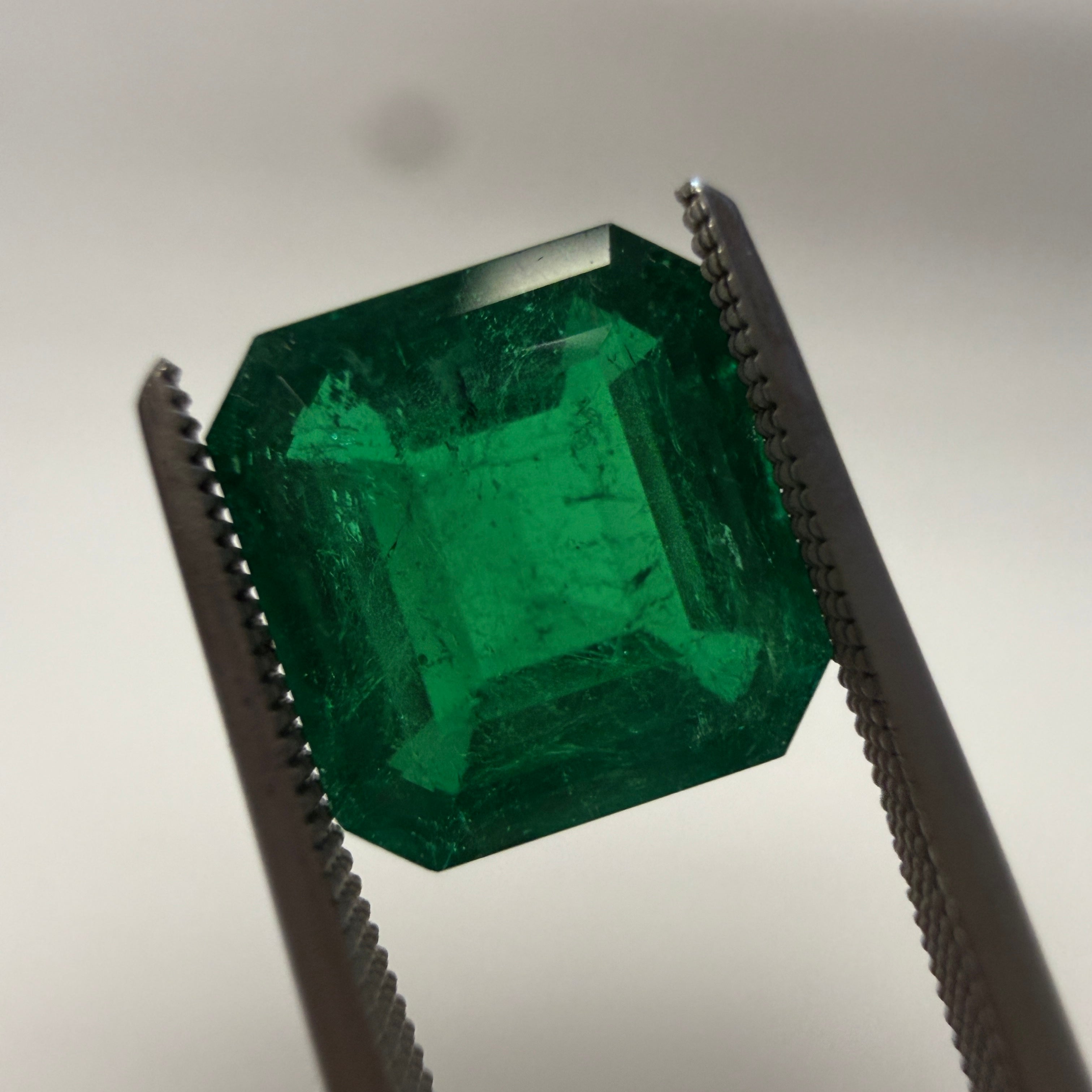 GIA Certified Emerald 2.43ct Octagonal Step Cut, F1 Minor Enhancement, 8.44 x 7.85mm