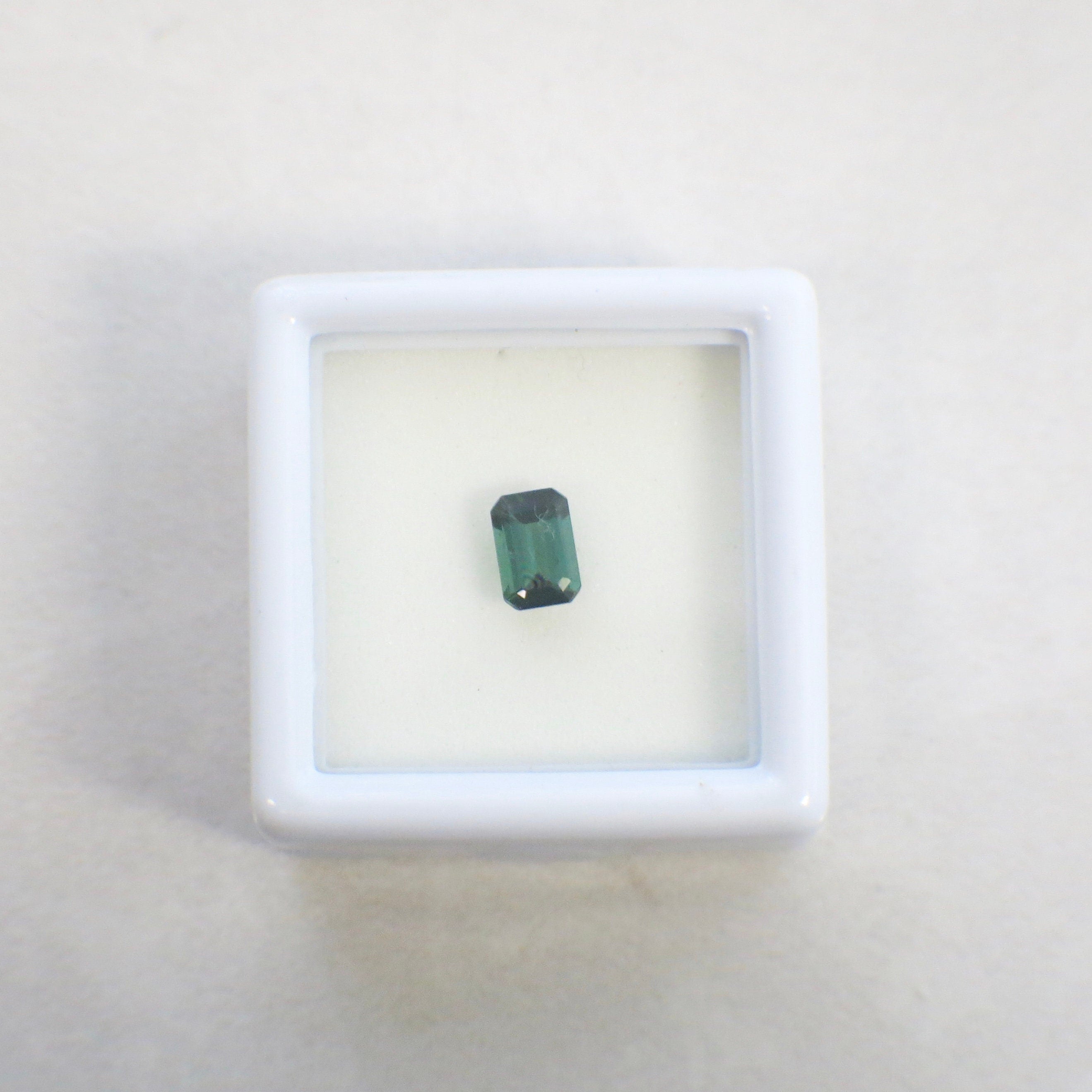 Emerald Cut Blue-Green Tourmaline Loose Gemstone | .55 Carat, 6 x 4 mm - Black Market LLC