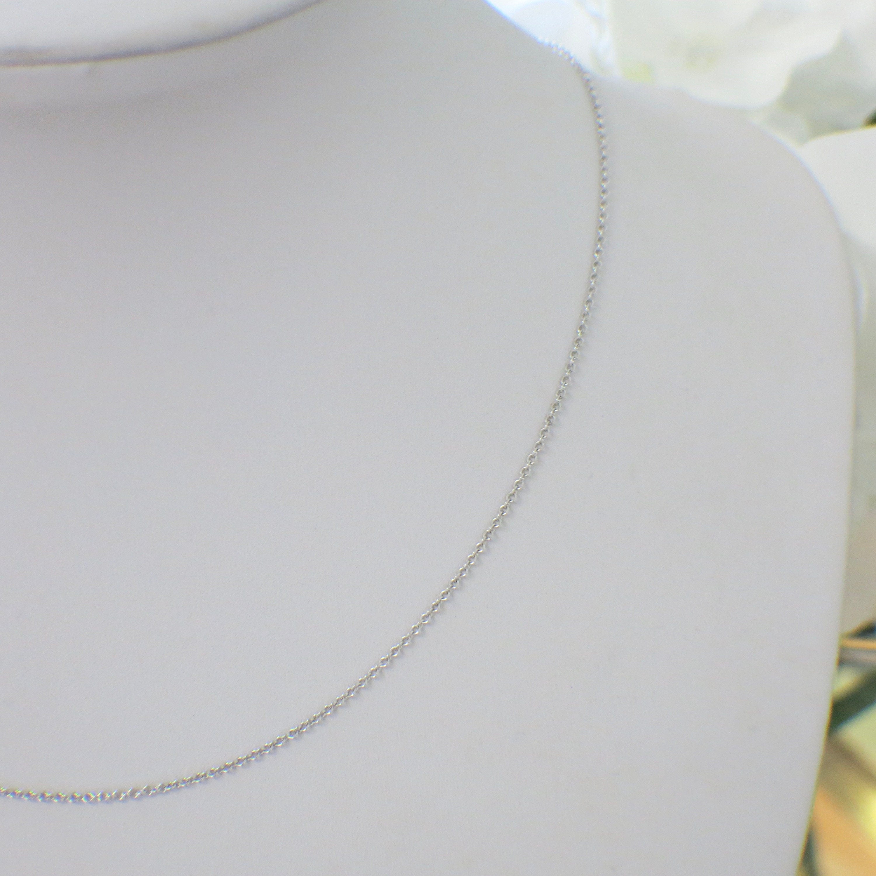 18K White Gold Cable Chain Necklace 18 Inch - Black Market LLC