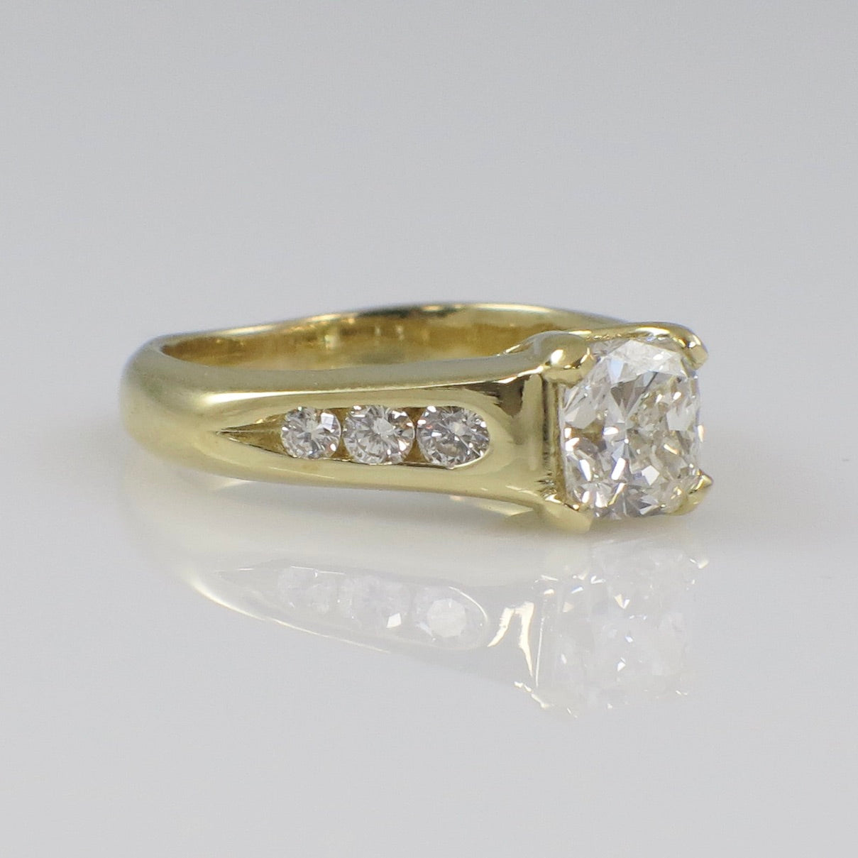 18K Yellow Gold GIA Certified Cushion Diamond Engagement Ring