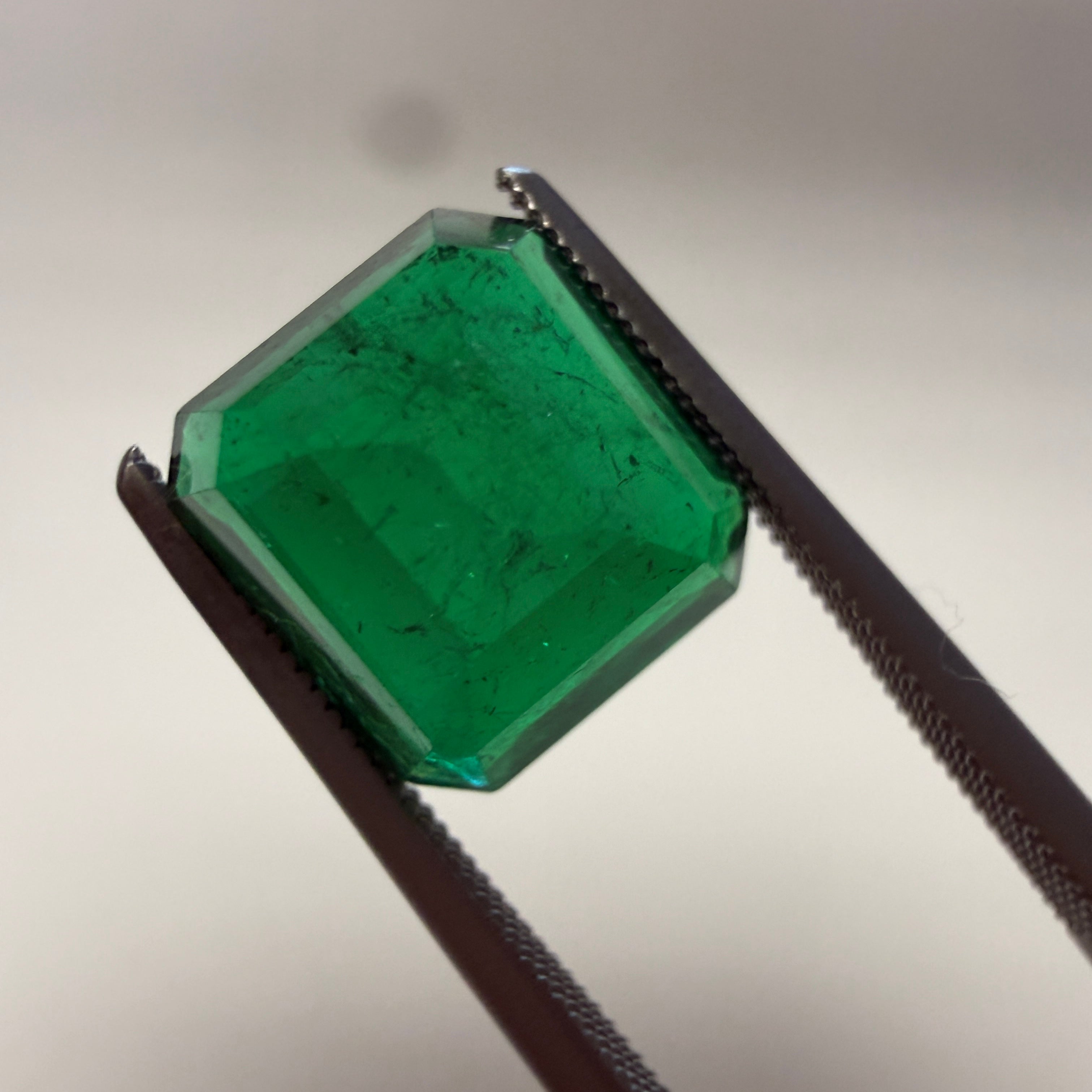 GIA Certified Emerald 2.43ct Octagonal Step Cut, F1 Minor Enhancement, 8.44 x 7.85mm
