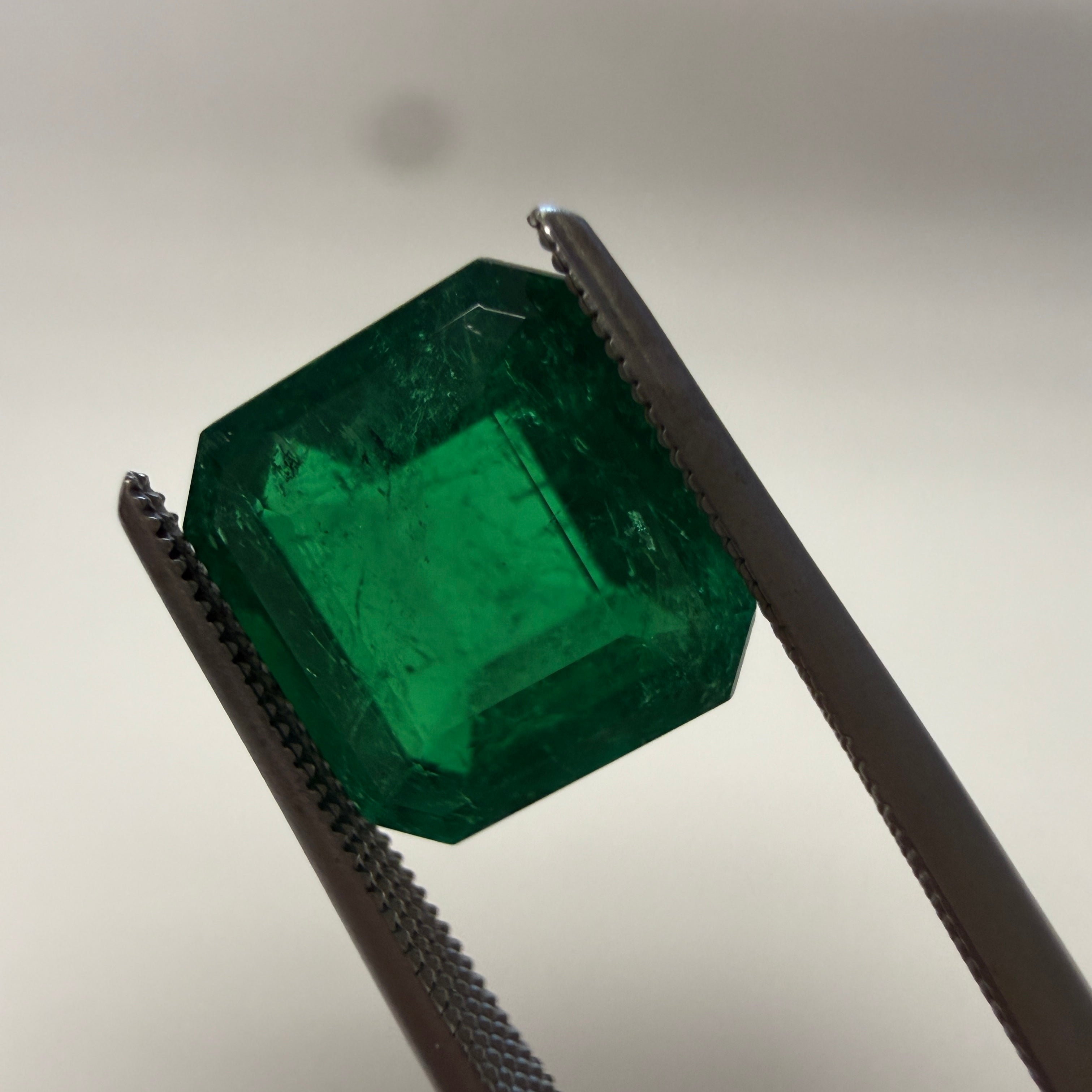 GIA Certified Emerald 2.43ct Octagonal Step Cut, F1 Minor Enhancement, 8.44 x 7.85mm