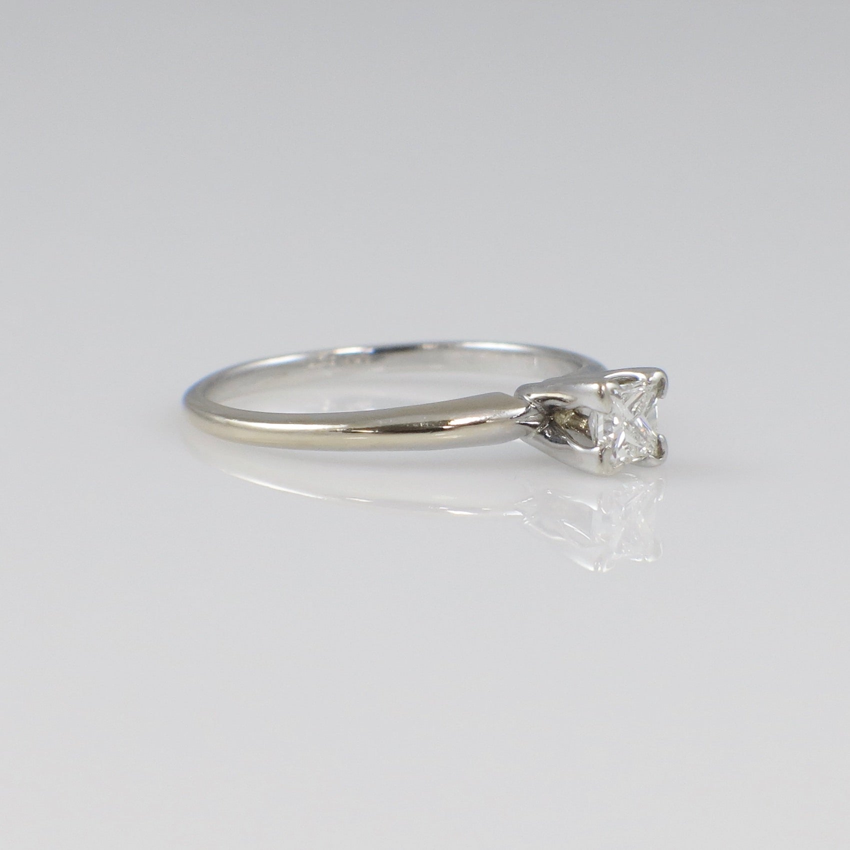 14K White Gold Princess Cut Diamond Solitaire Ring