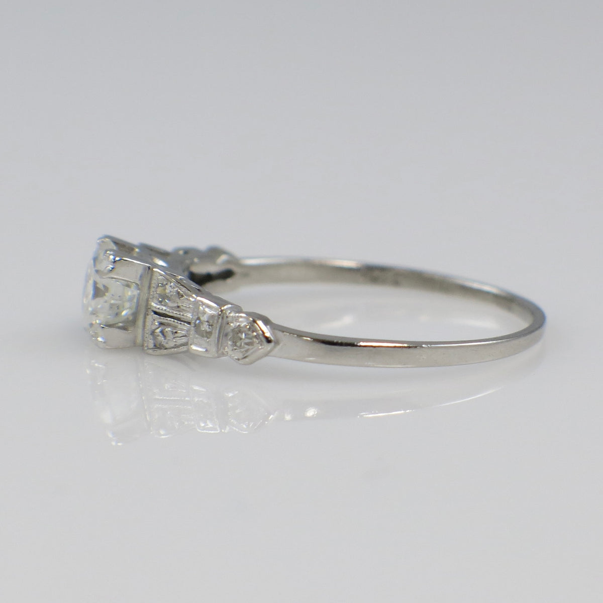 Art Deco platinum diamond engagement ring with 0.63 CTW diamonds by Black Market LLC