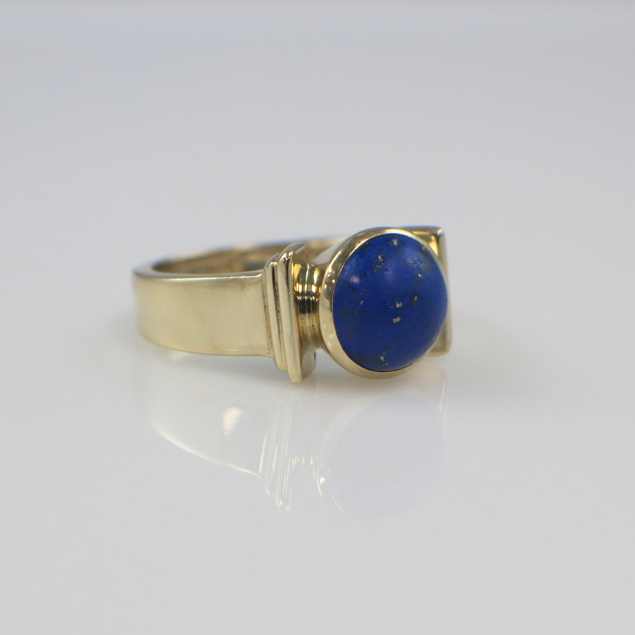 10K Yellow Gold Lapis Lazuli Ring – Vintage Statement Signet Ring Size 8 - Black Market LLC