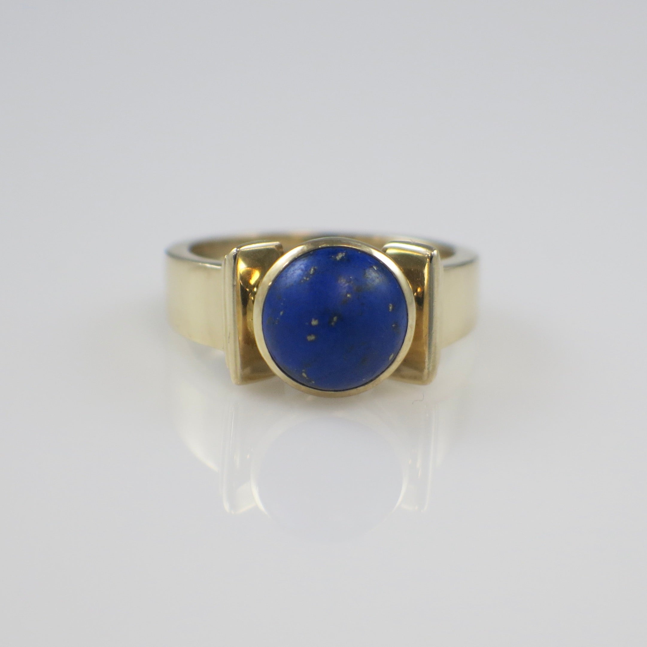 10K Yellow Gold Lapis Lazuli Ring – Vintage Statement Signet Ring Size 8 - Black Market LLC