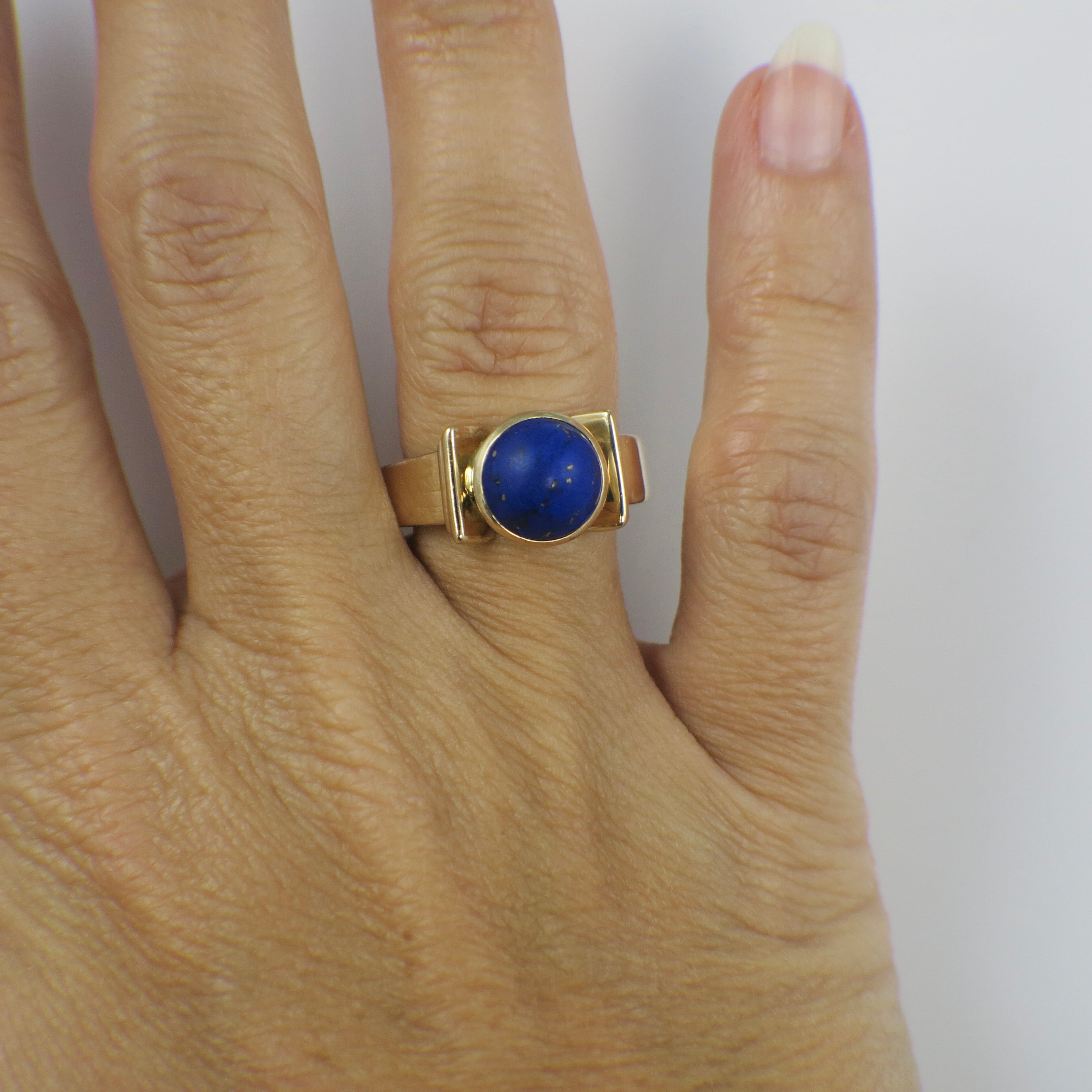 10K Yellow Gold Lapis Lazuli Ring – Vintage Statement Signet Ring Size 8 - Black Market LLC