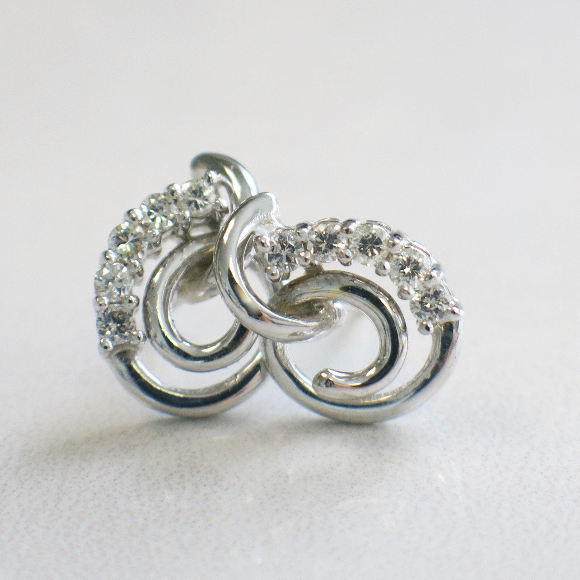 14K White Gold Diamond Swirl Earrings – .50 CTW Vintage Studs - Black Market LLC
