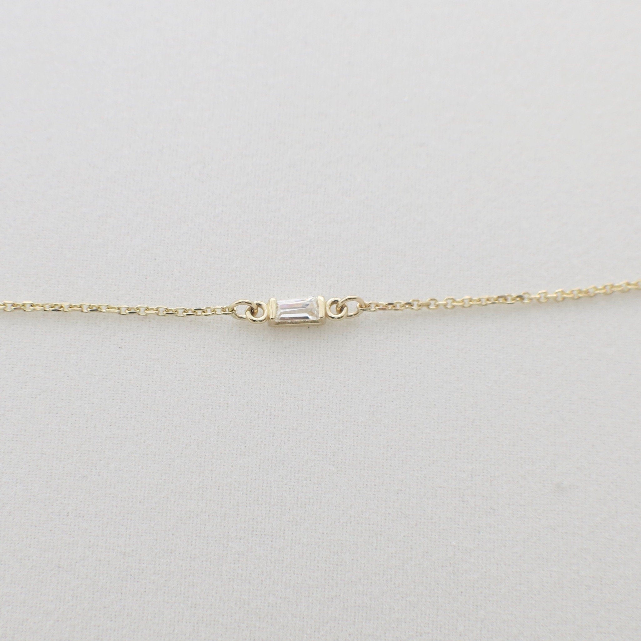 14K Gold Diamond Baguette Bar Bracelet – Dainty, Stackable, Layering Gift - Black Market LLC