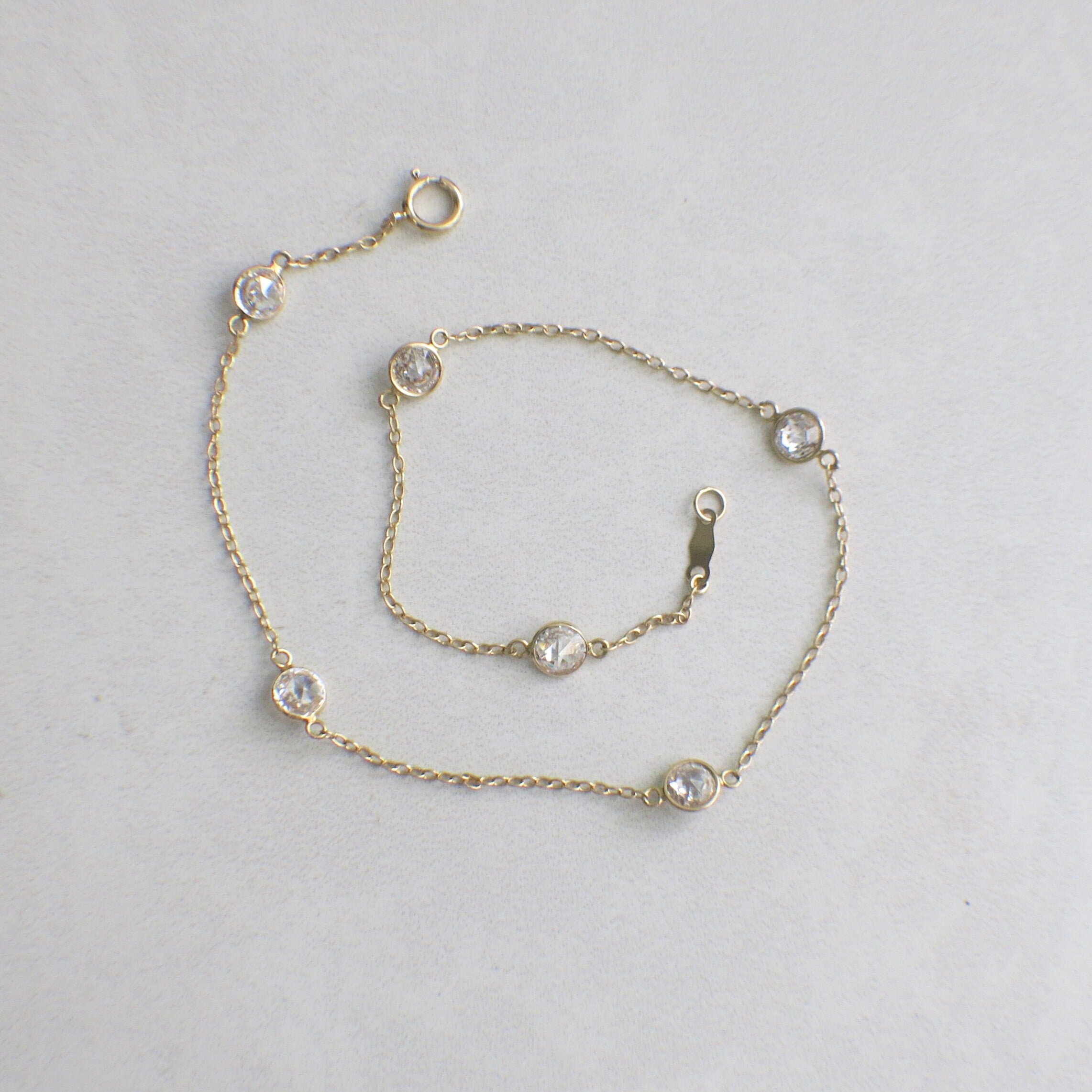 14K Yellow Gold CZ Station Bracelet | Extra Long 10 Inch Bezel Set - Black Market LLC