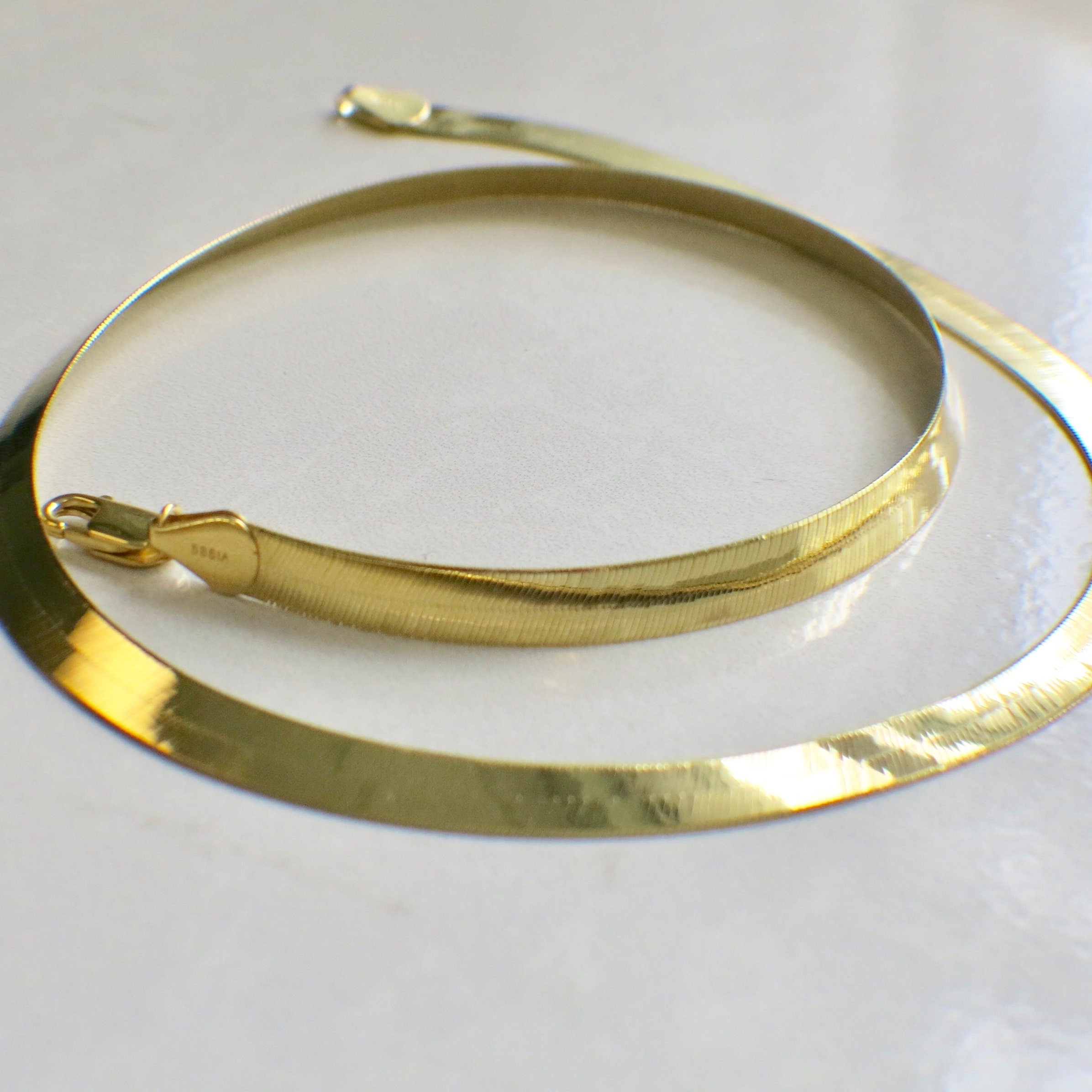 10K Yellow Gold Wide Herringbone Chain – 20" Length, 6.7 mm, 16.7 g - Black Market LLC