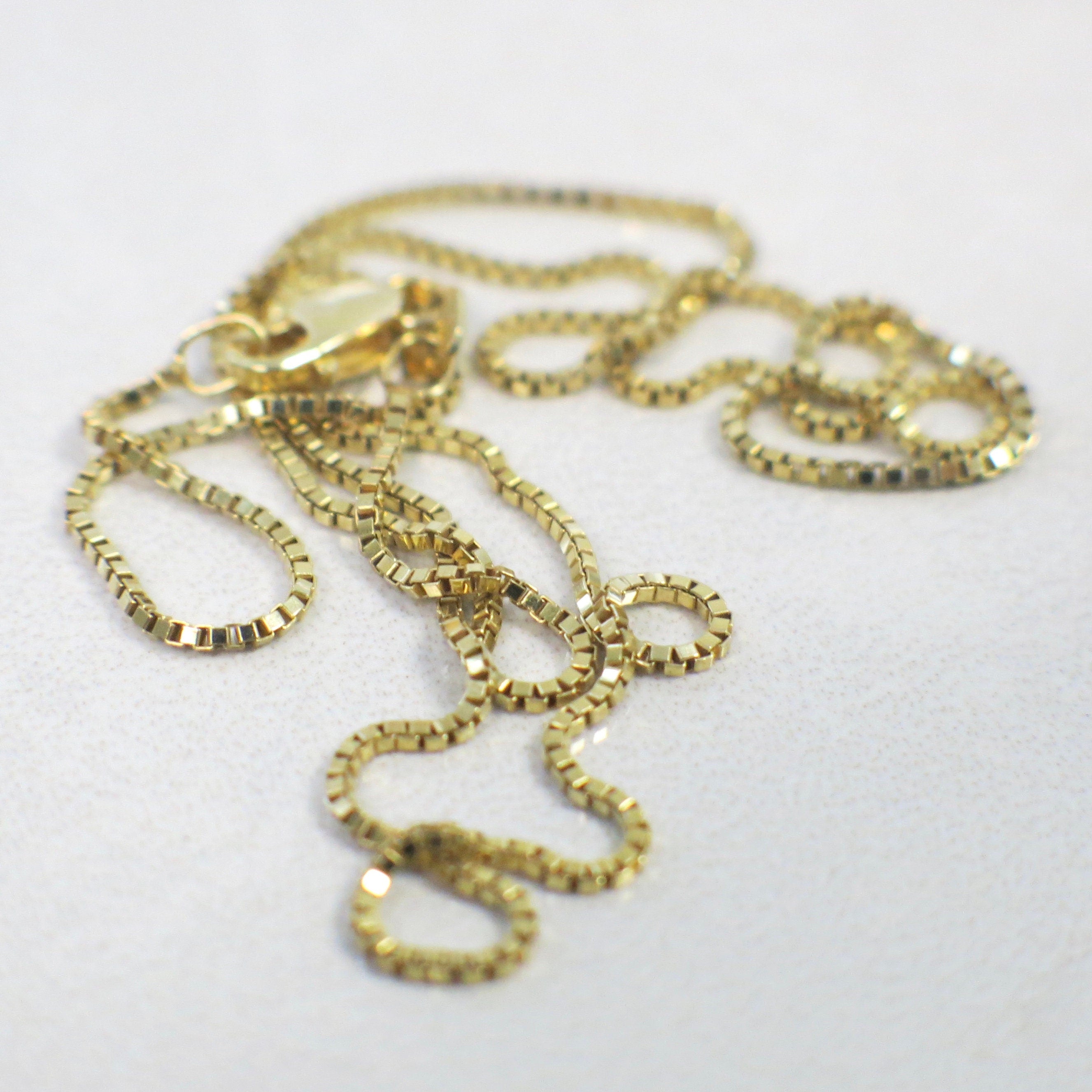 14K Yellow Gold Box Chain Necklace – 16 Inch, .85 mm, 2.2 g - Black Market LLC