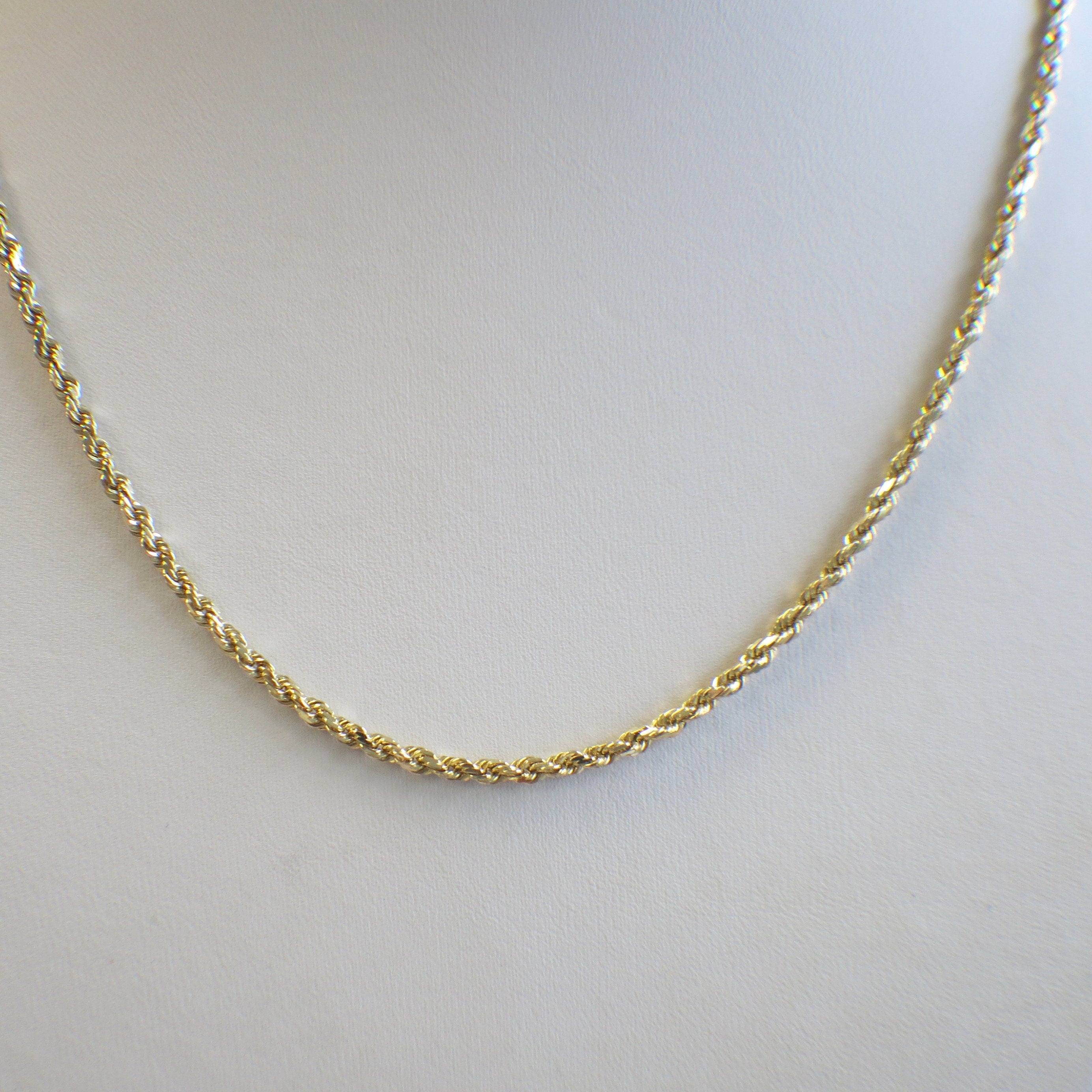 14K Yellow Gold Rope Chain Necklace – 19 Inch, 2.4 mm, 12.2 g - Black Market LLC