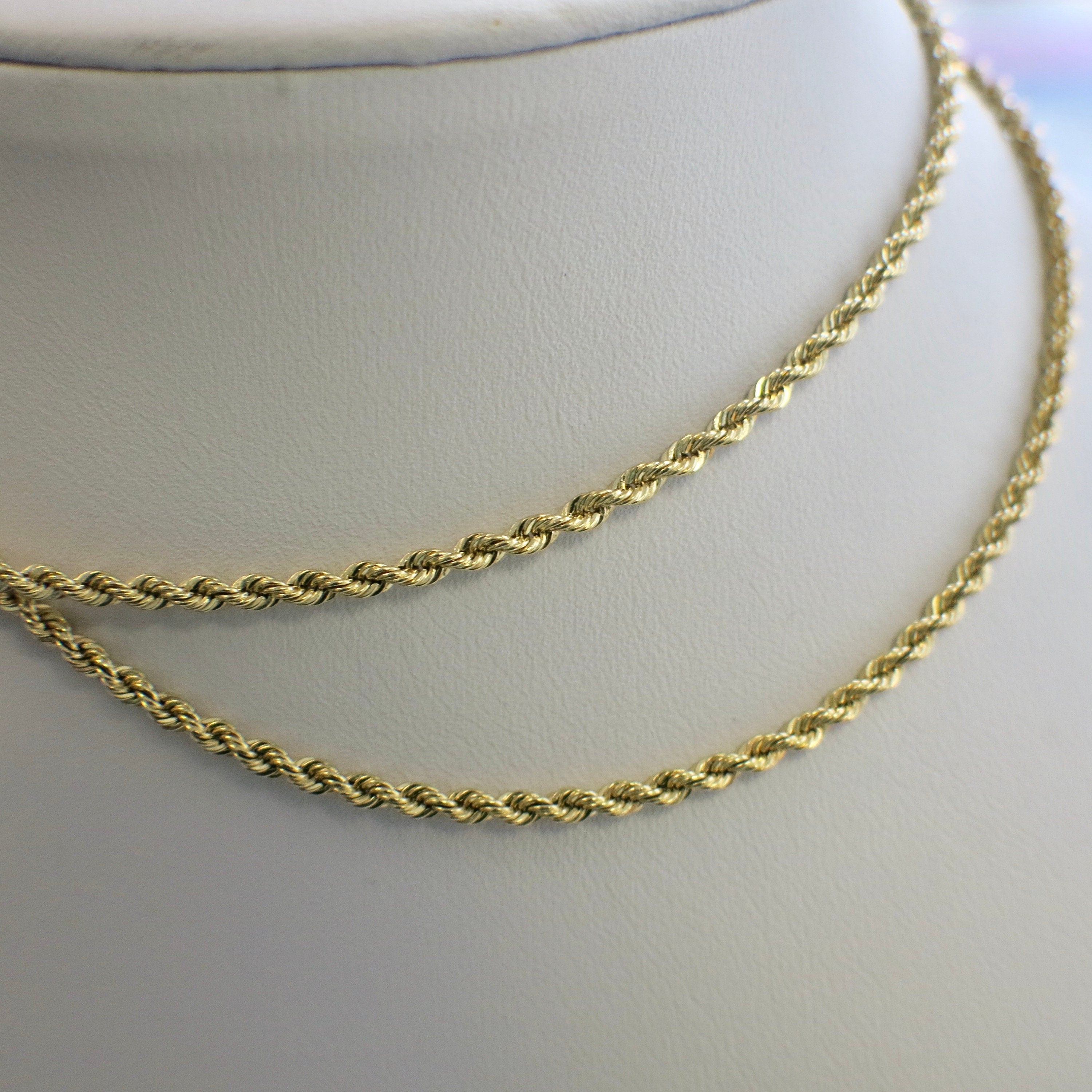 14K Yellow Gold Rope Chain Necklace – 24" Long, 2.4 mm Wide, 12.7 g - Black Market LLC