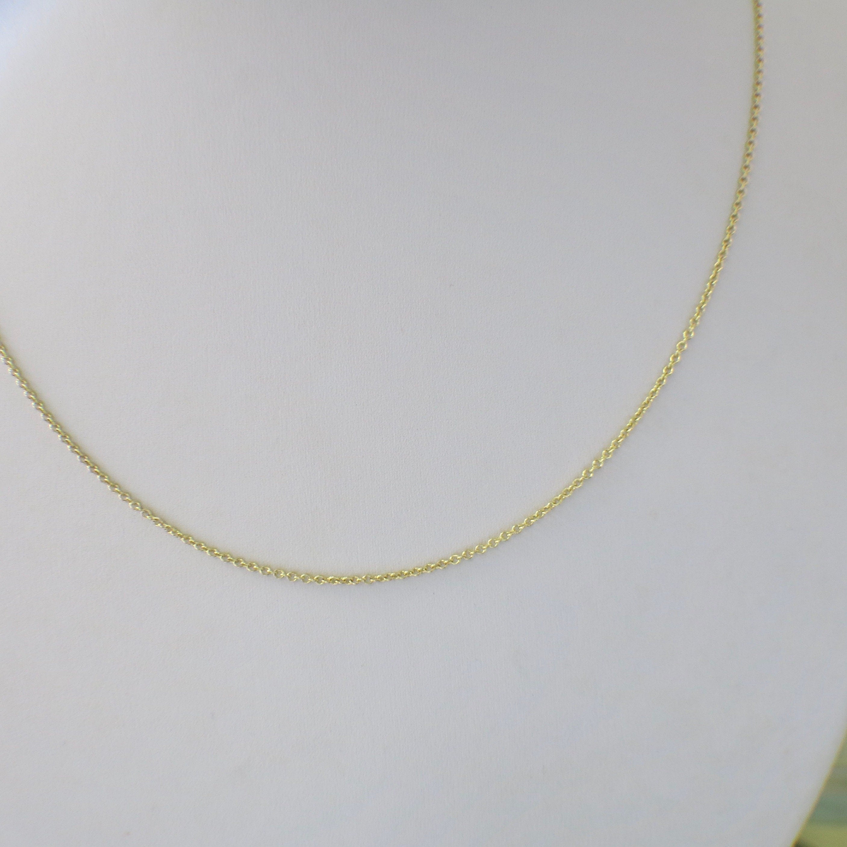 18K Yellow Gold Rolo Chain Necklace – 18 Inch, 1.2mm, Vintage Style - Black Market LLC
