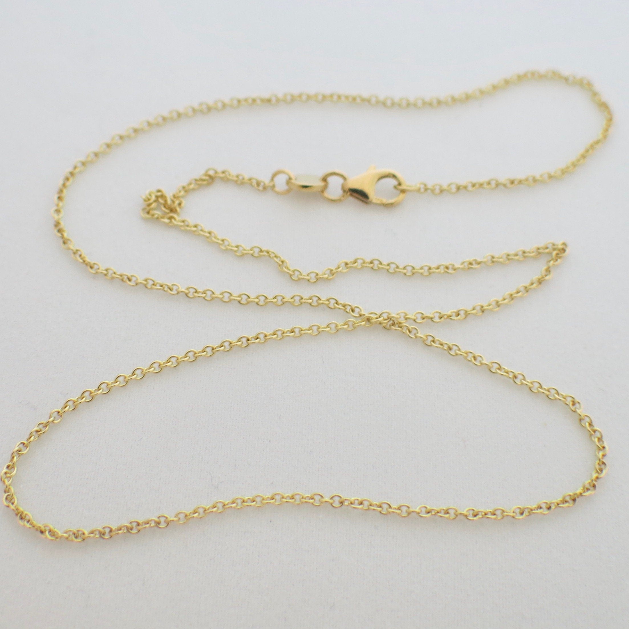 18K Yellow Gold Rolo Chain Necklace – 18 Inch, 1.2mm, Vintage Style - Black Market LLC