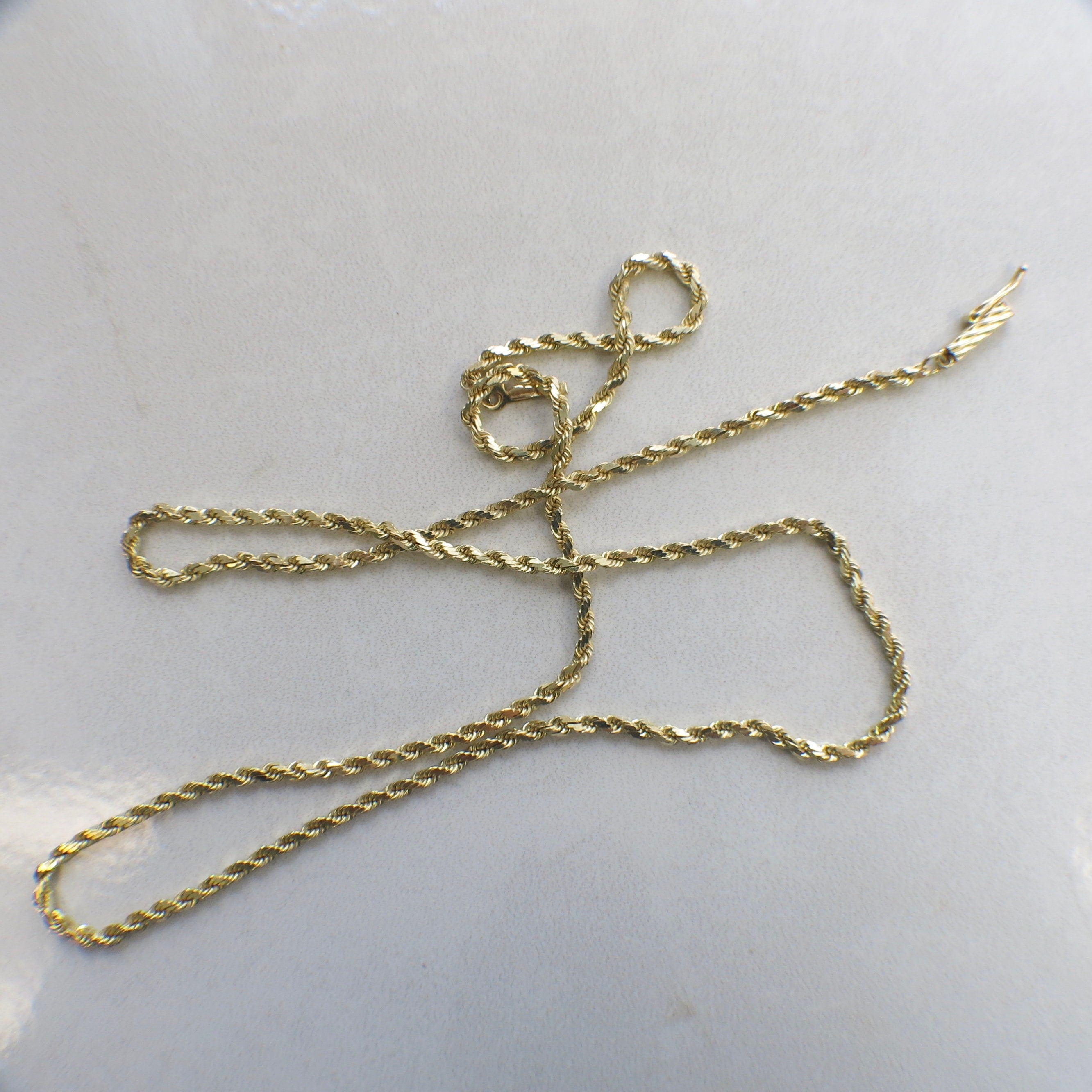 20 Inch 14K Yellow Gold Rope Chain Necklace – Heavy 2.3 mm, 9.4 g - Black Market LLC