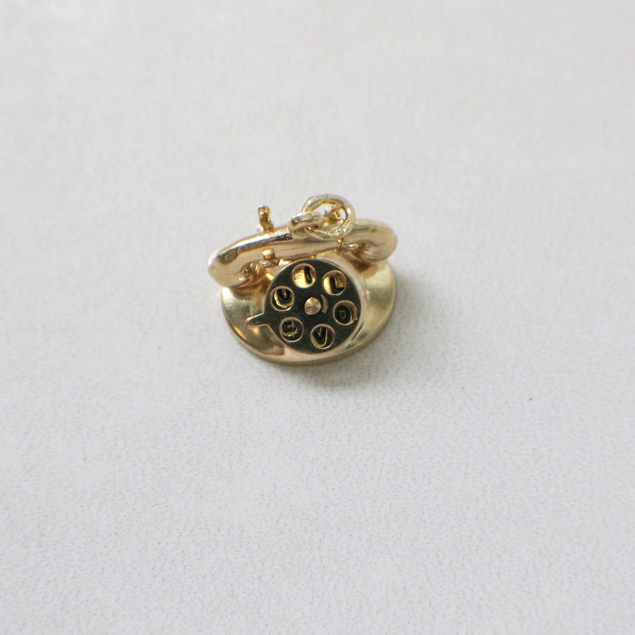 Vintage 14K Gold Rotary Telephone Charm | “I LOVE U” Dial Pendant - Black Market LLC