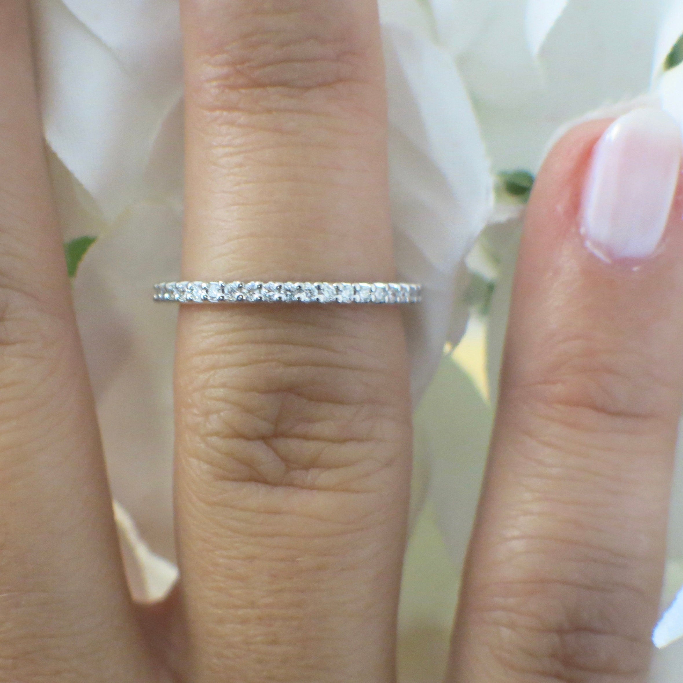 14K Gold Shared Prong Diamond Band | Stackable Wedding or Anniversary Ring - Black Market LLC