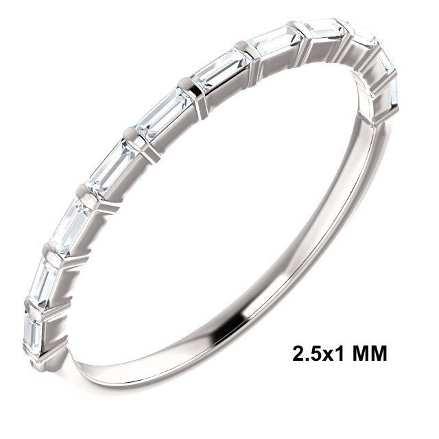 14K Gold Baguette Diamond Wedding Band | East-West Stackable Anniversary Ring - Black Market LLC