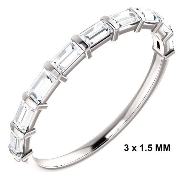 14K Gold Baguette Diamond Wedding Band | East-West Stackable Anniversary Ring - Black Market LLC