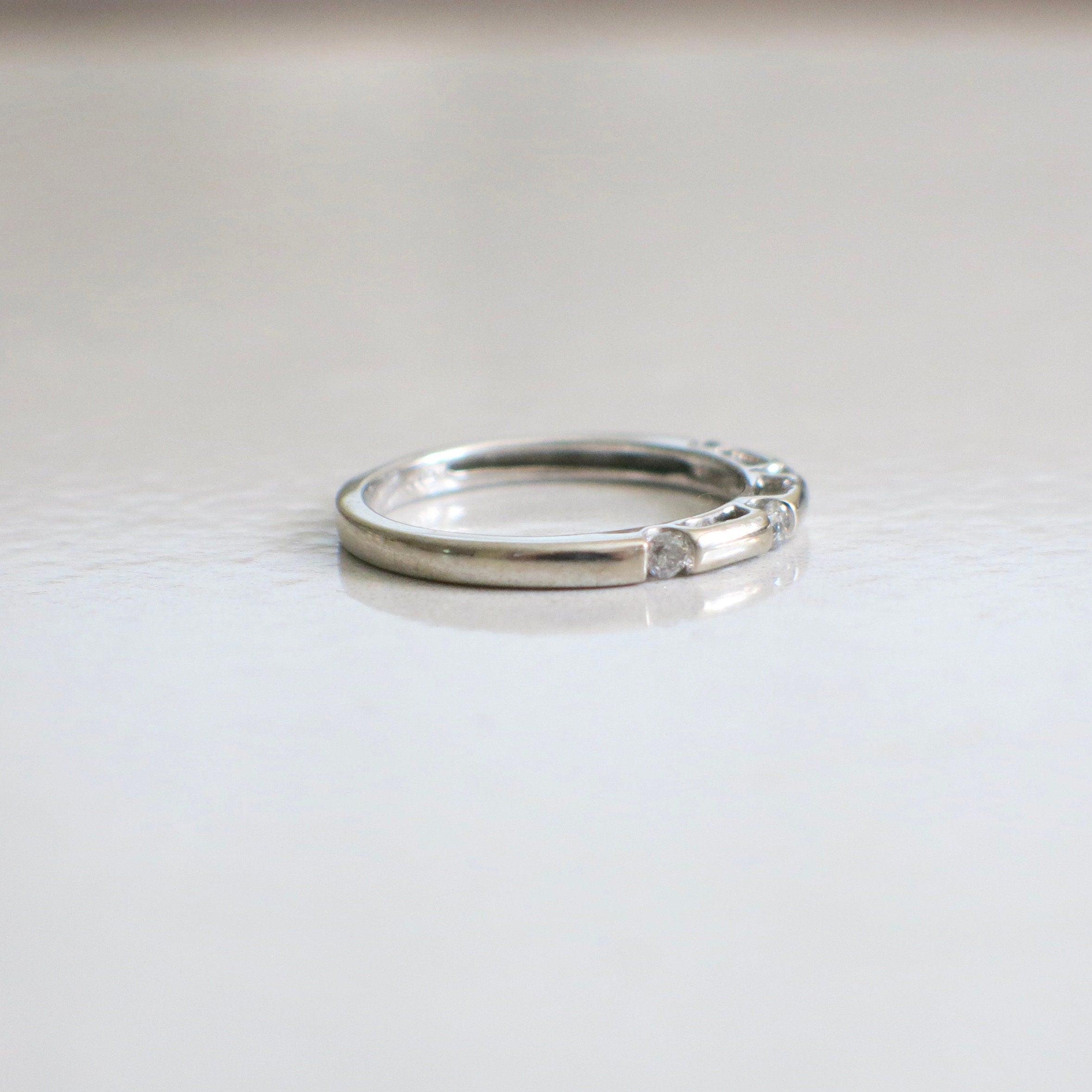 14K White Gold Diamond Band – Four Stone Gypsy Flush Set, Size 6.75 - Black Market LLC