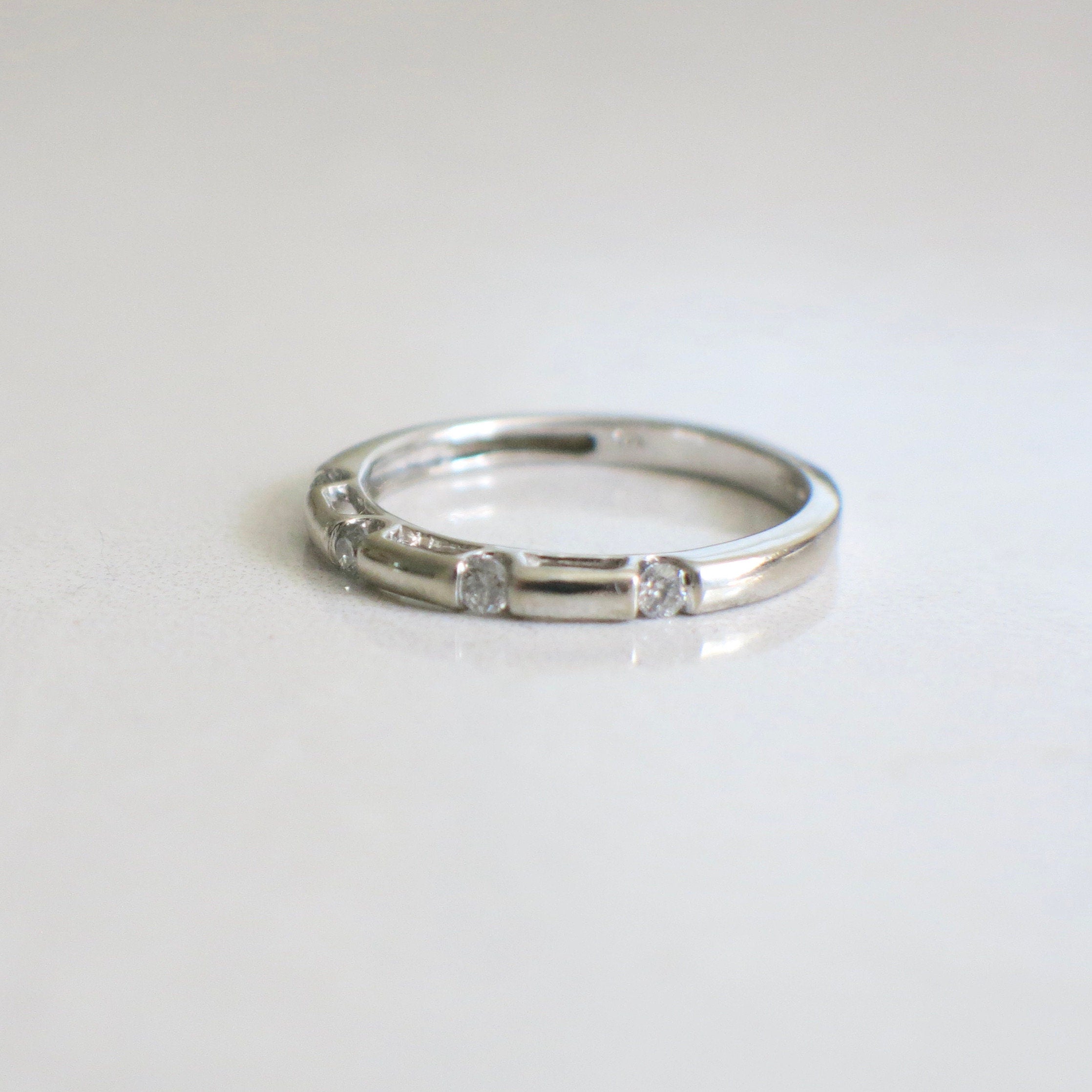 14K White Gold Diamond Band – Four Stone Gypsy Flush Set, Size 6.75 - Black Market LLC