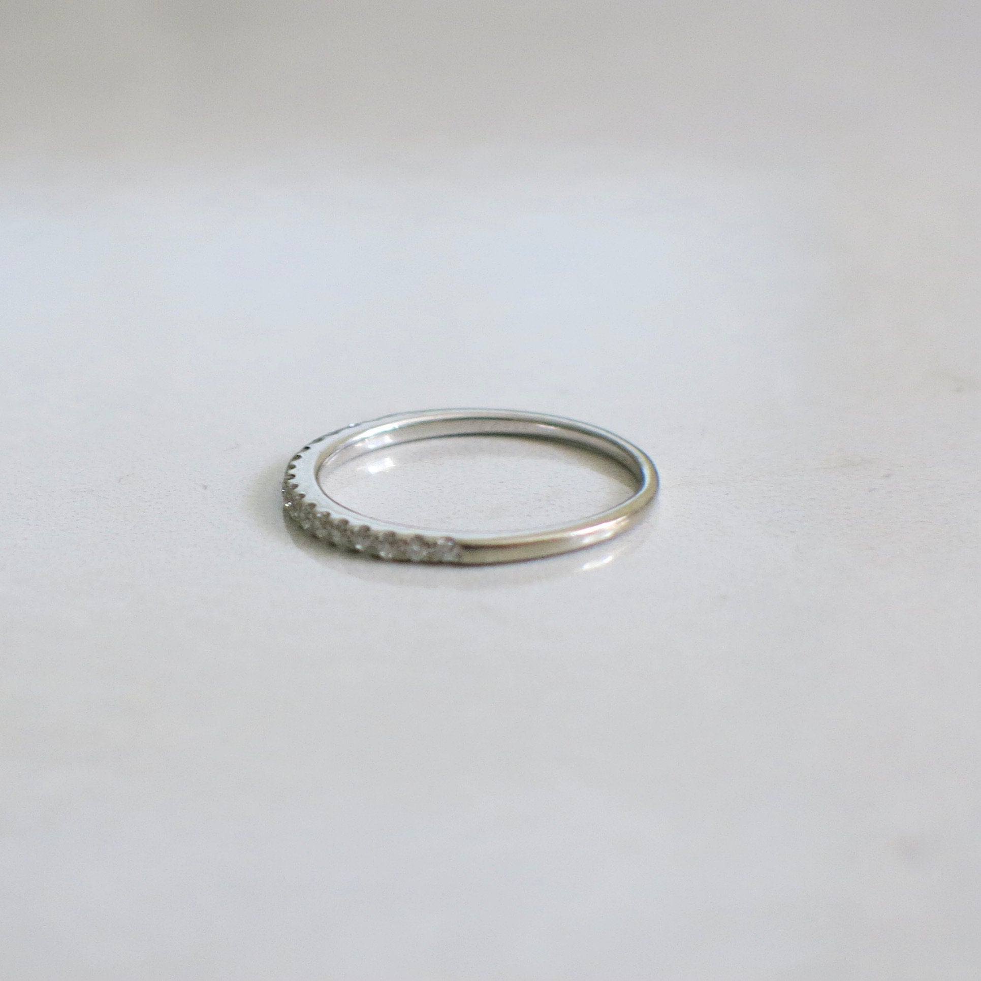 14K White Gold Skinny Diamond Band – Dainty Stacking Ring, Size 6.75 - Black Market LLC