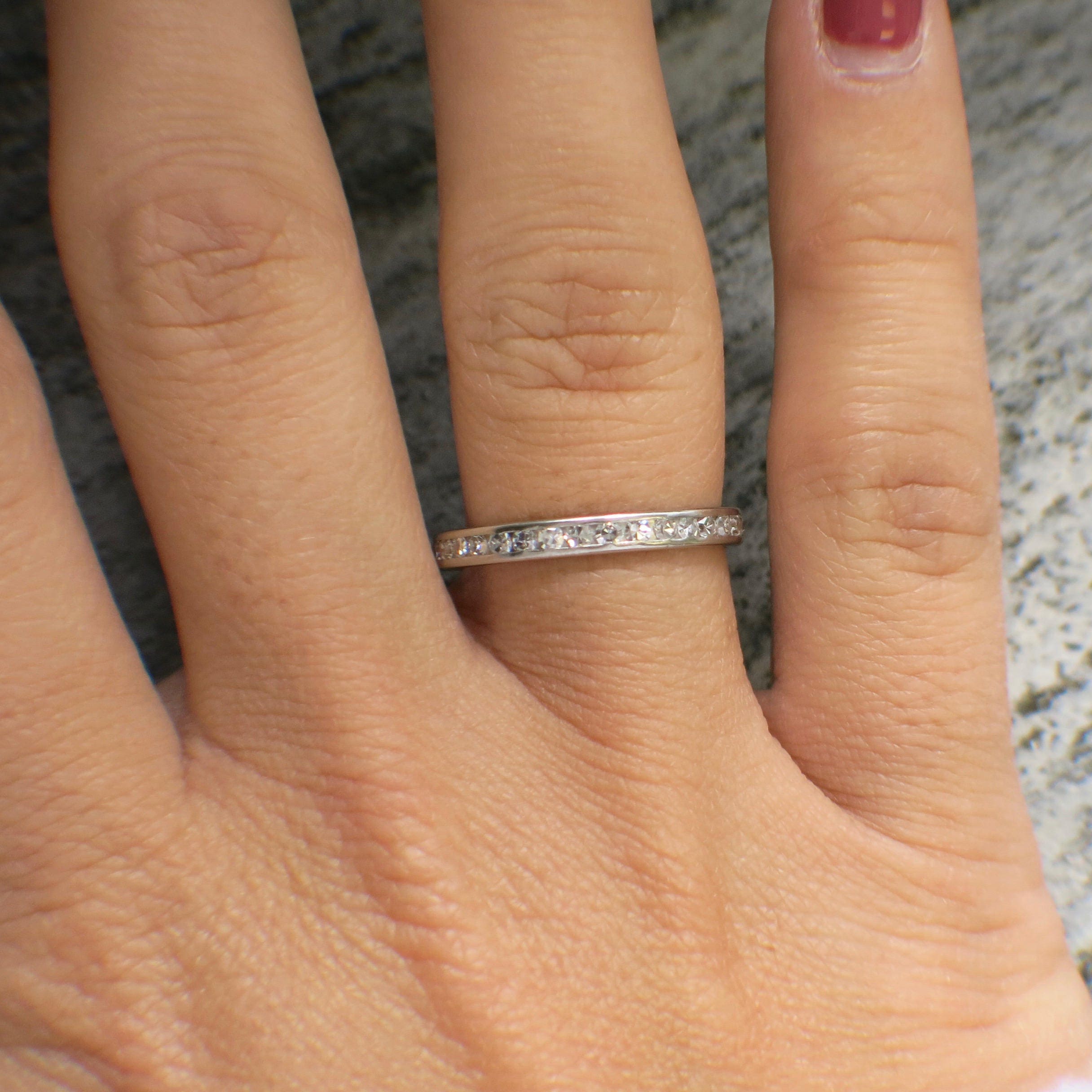 Platinum Vintage Eternity Wedding Band – 1.00 CTW Single Cut Diamonds, Size 7 - Black Market LLC