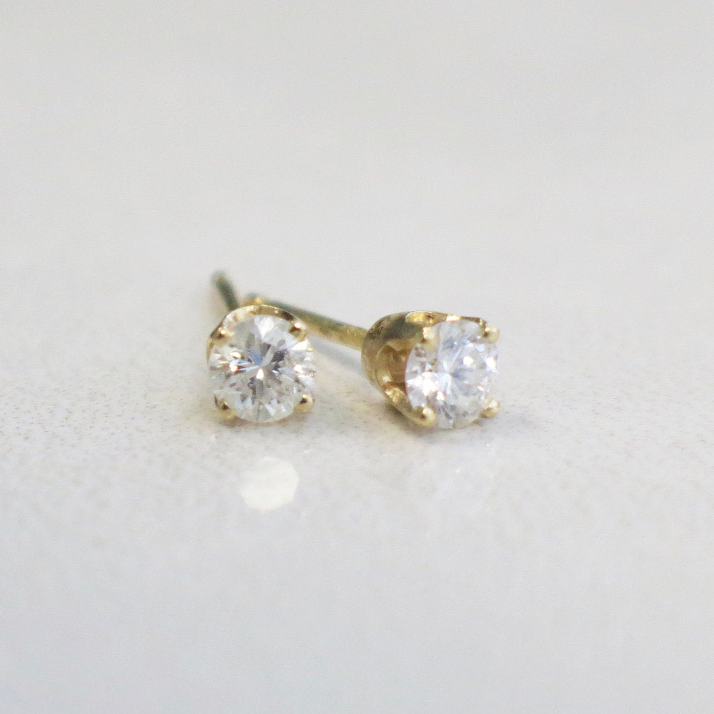0.30 CTW Diamond Stud Earrings – 14K Yellow Gold, Threaded Backs - Black Market LLC