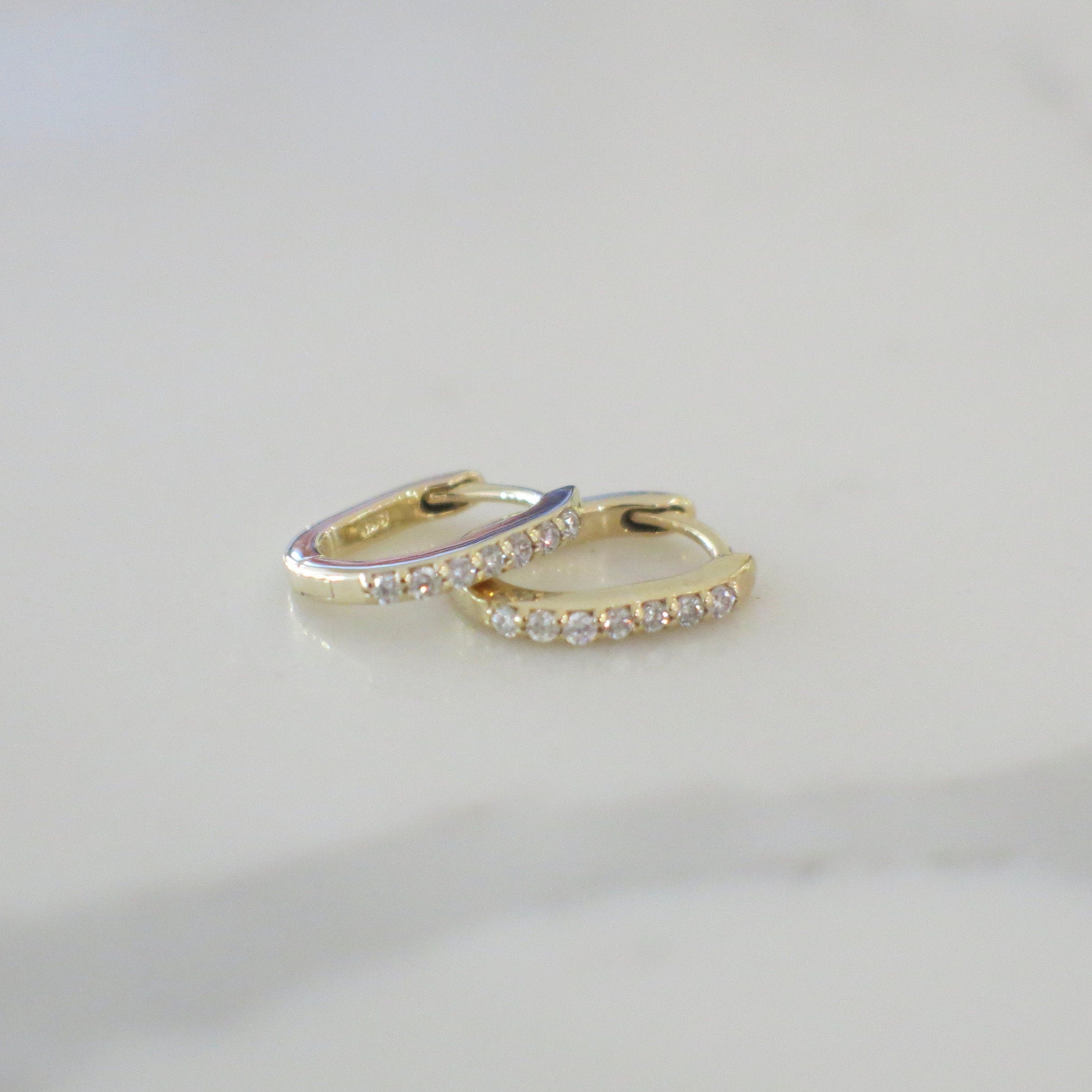 14K Yellow Gold Diamond Mini Hoop Huggie Earrings – 1/8 CTW - Black Market LLC