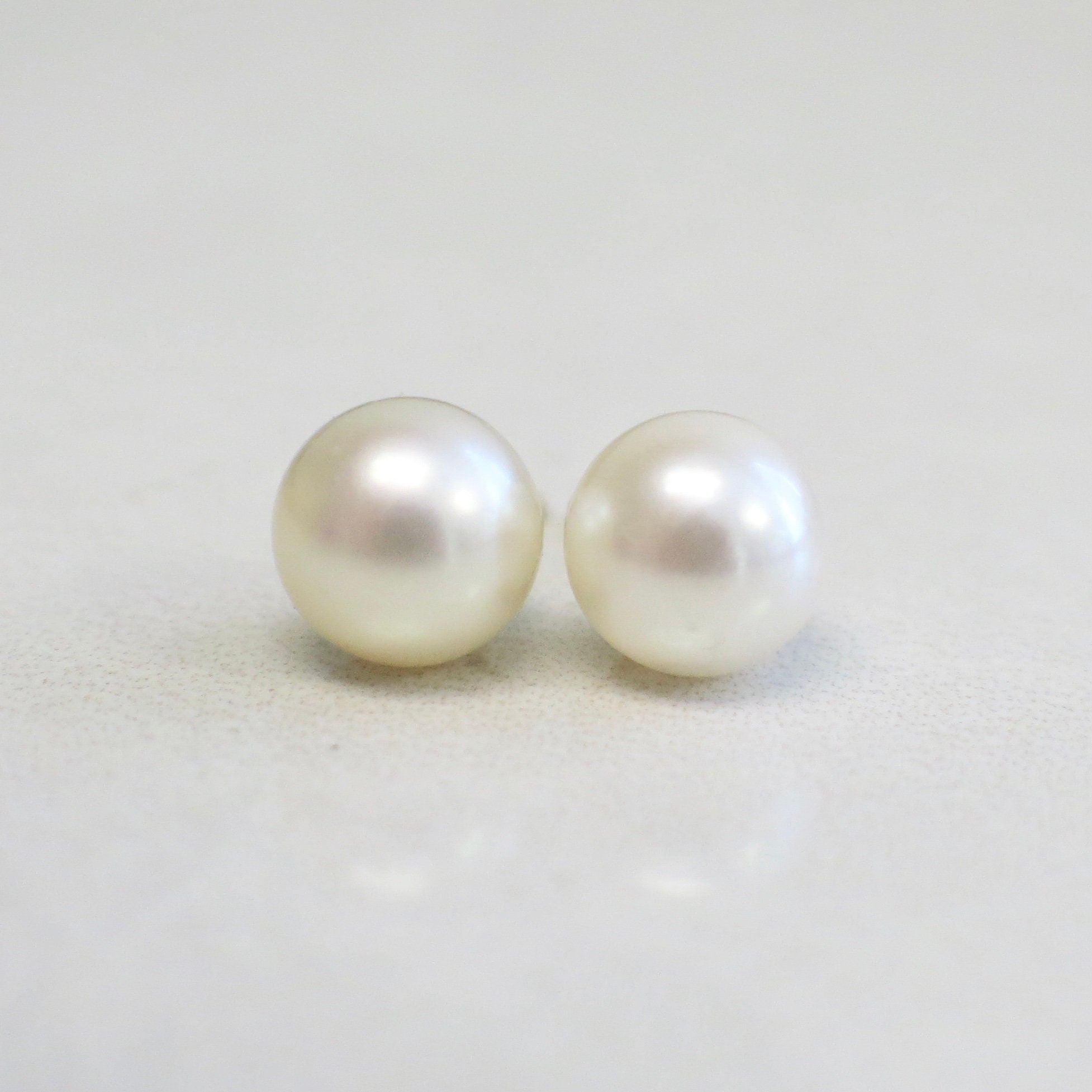 14K Yellow Gold Pearl Stud Earrings – 8 mm Classic June Birthstone - Black Market LLC