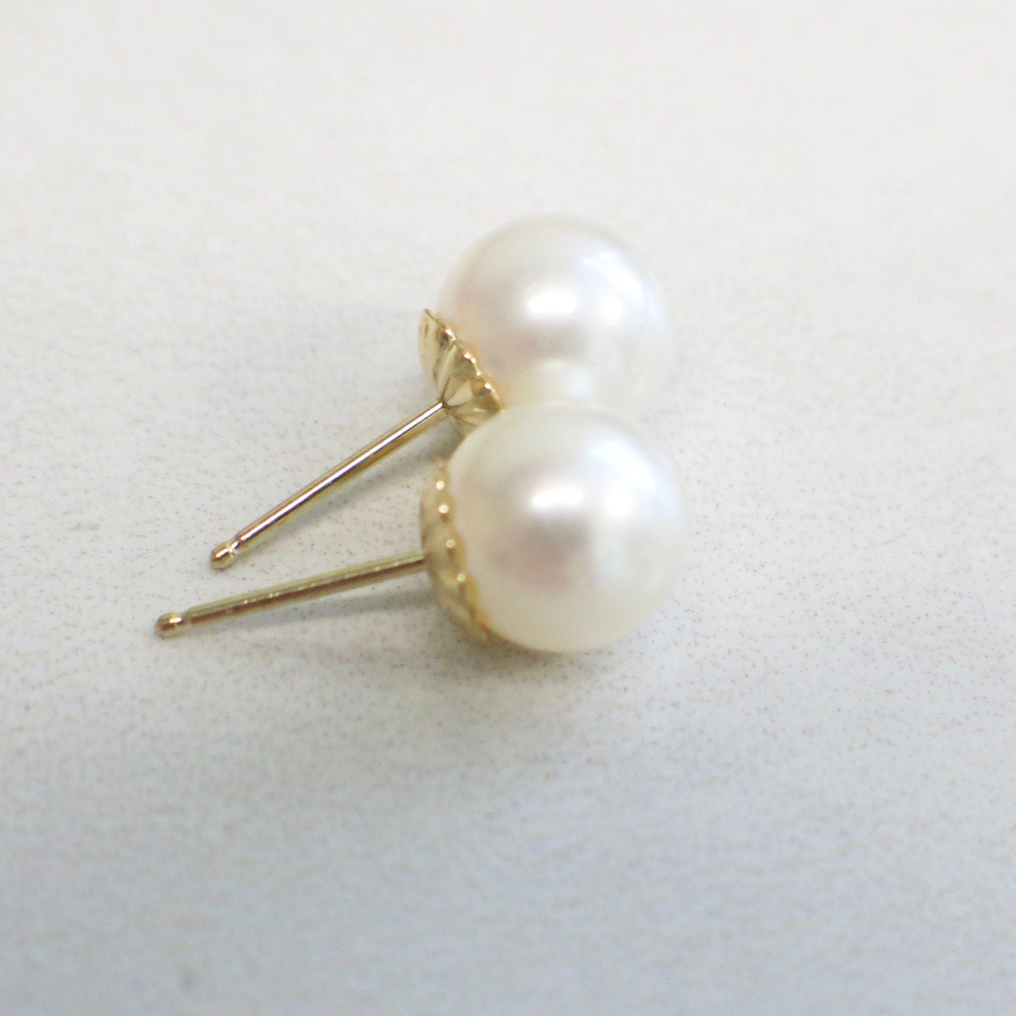 14K Yellow Gold Pearl Stud Earrings – 8 mm Classic June Birthstone - Black Market LLC