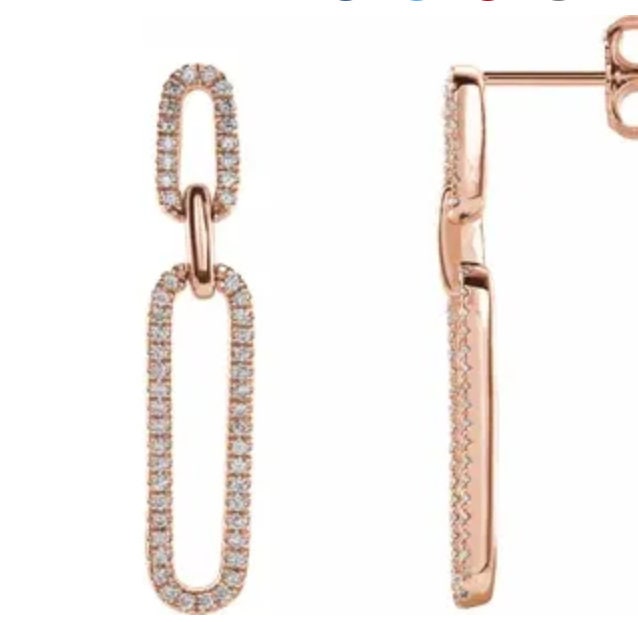 14K Gold Diamond Chain Link Drop Earrings | .33 CTW Modern Dangle Design - Black Market LLC