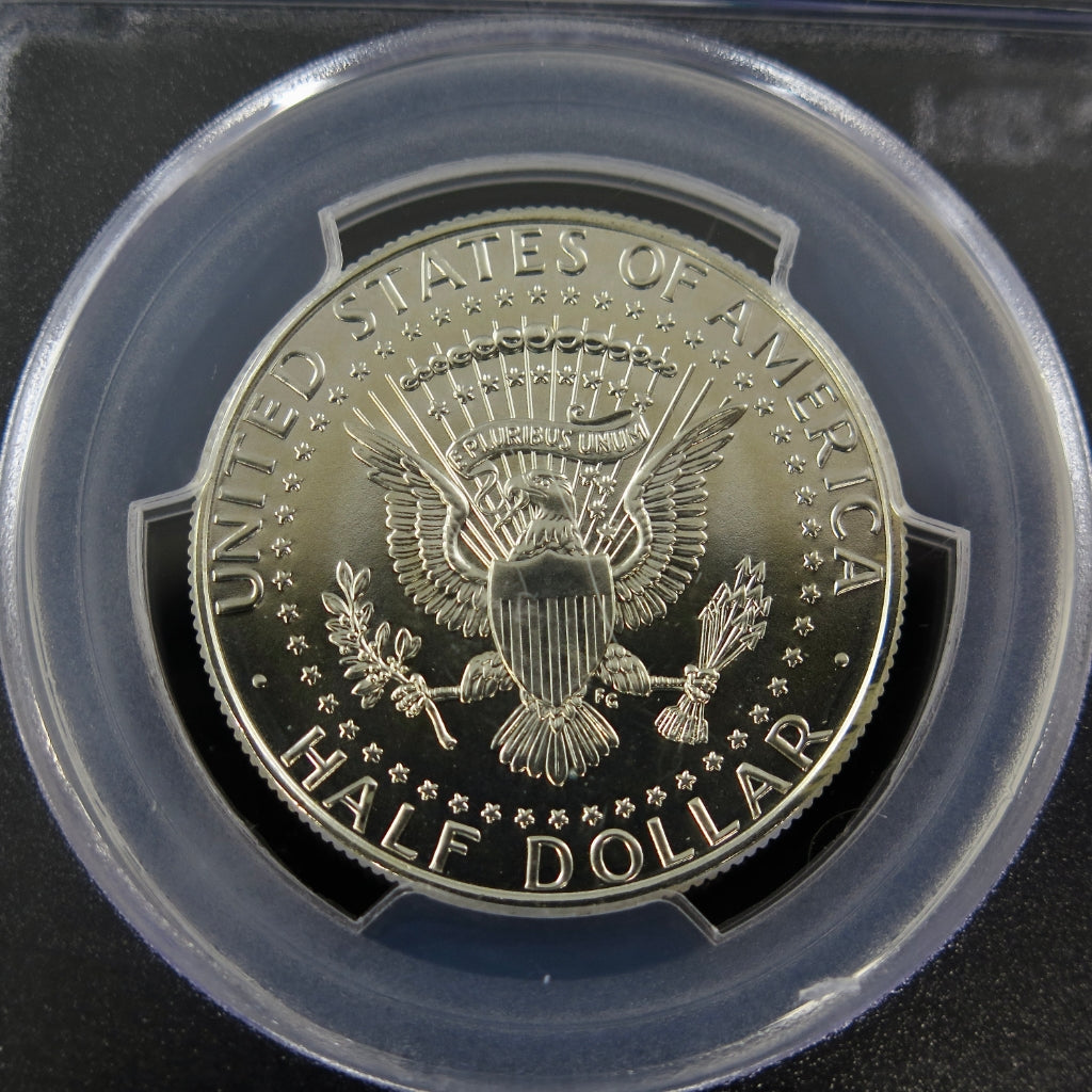 2014-D Kennedy Half Dollar PCGS MS70 First Strike 90% Silver 50th Anniversary issue, showing detailed obverse and reverse images.