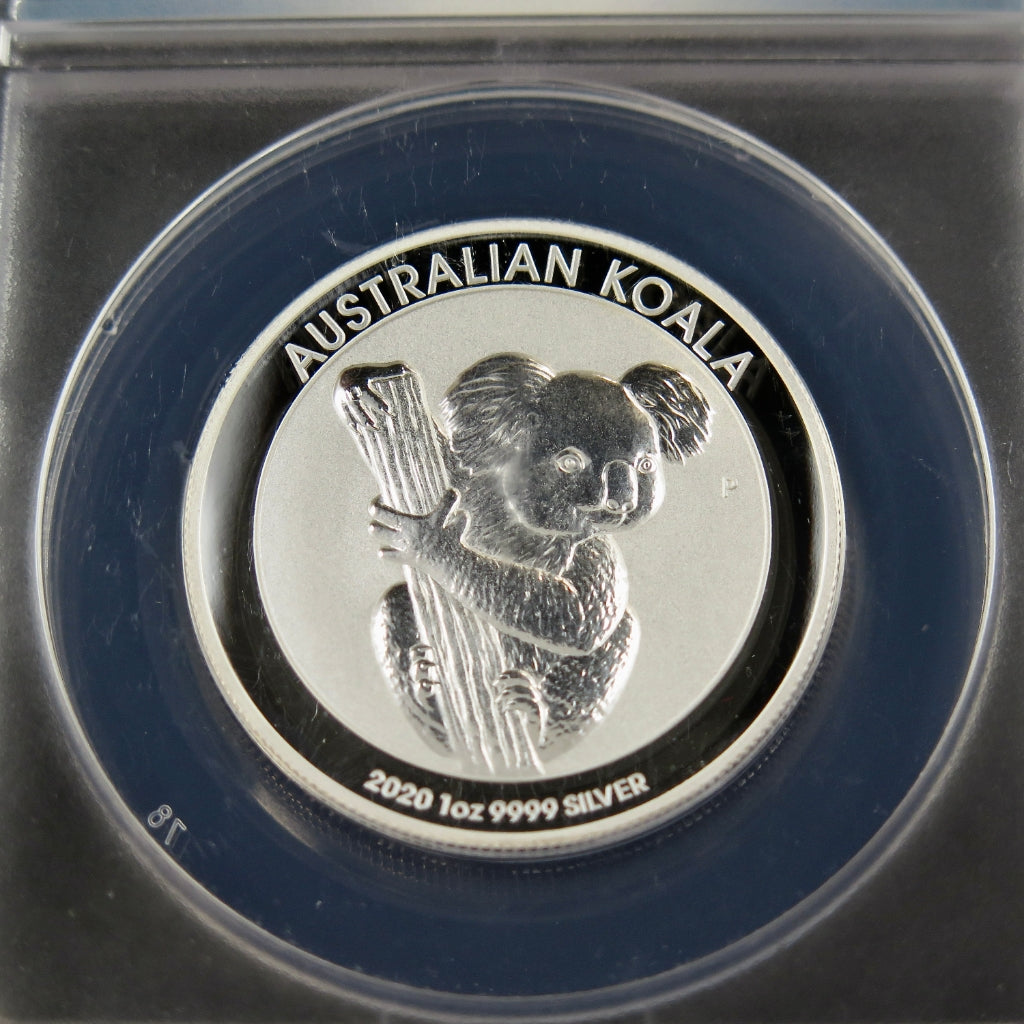 2020-P Silver Koala 1 oz silver bullion coin by Black Market LLC, graded PR70 DCAM by ANACS, First Release, modern collectible coin