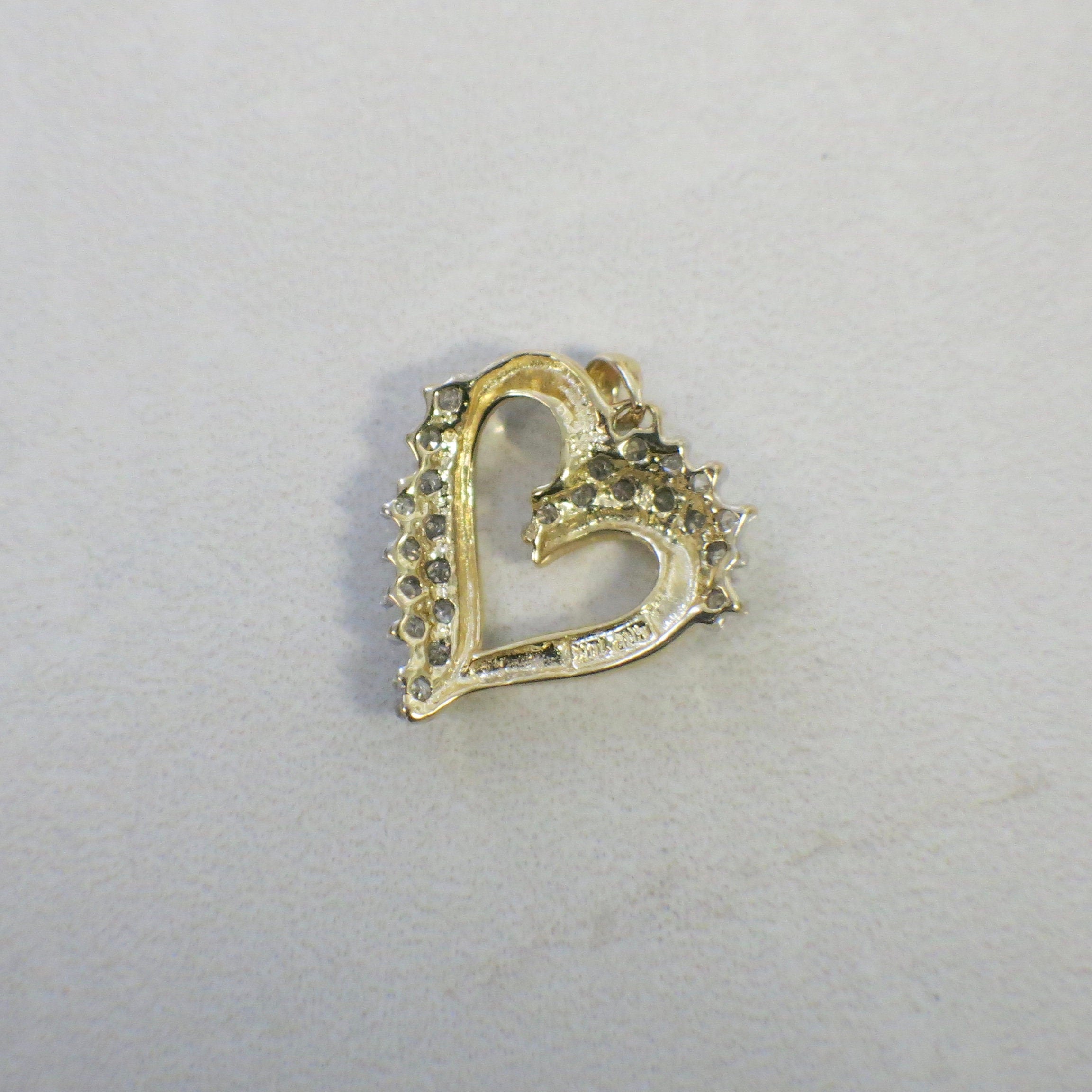 10K Gold Diamond Heart Pendant – Two-Tone White & Yellow Gold, 0.48 CTW - Black Market LLC